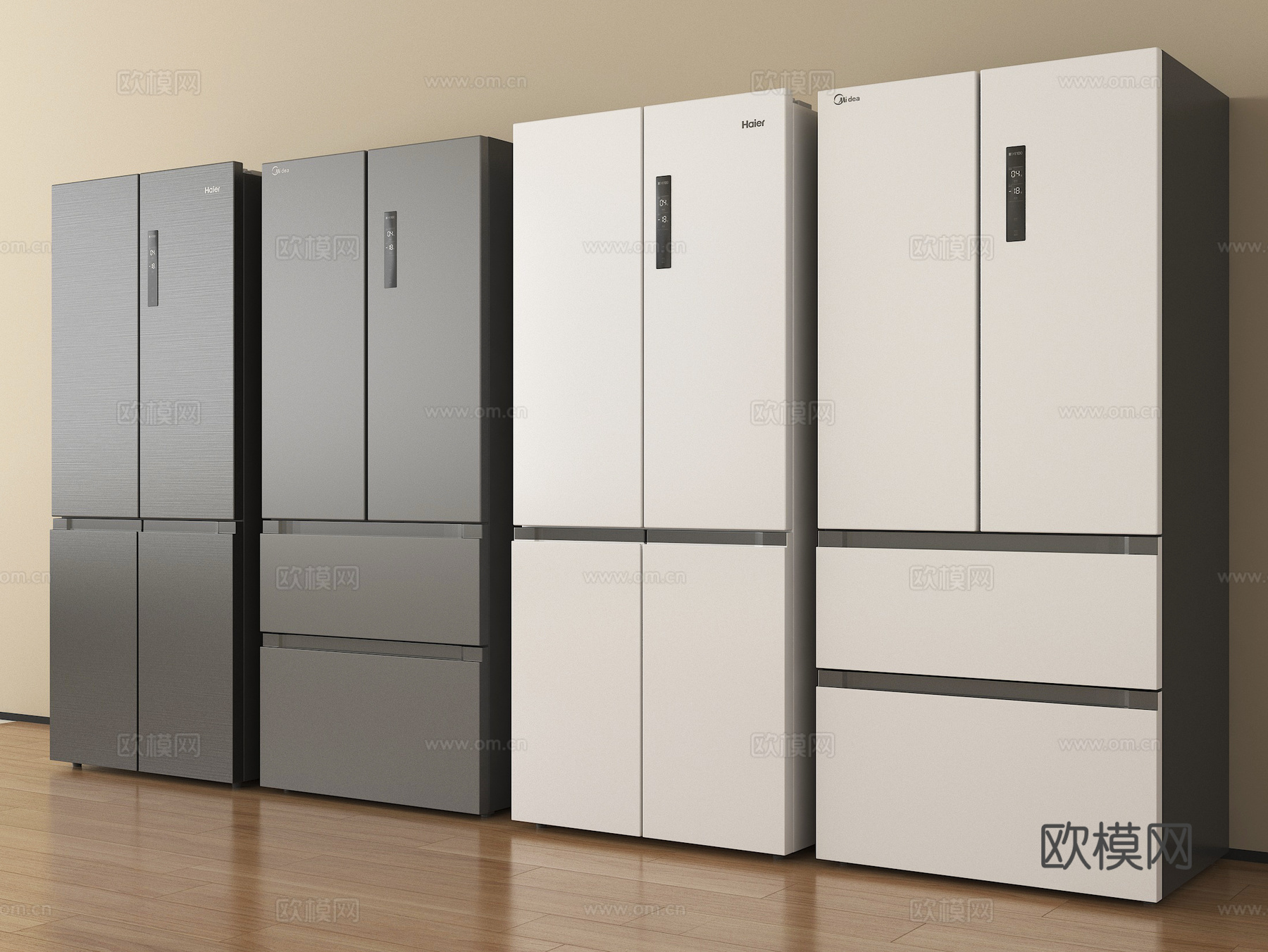 现代冰箱 四门冰箱su模型
