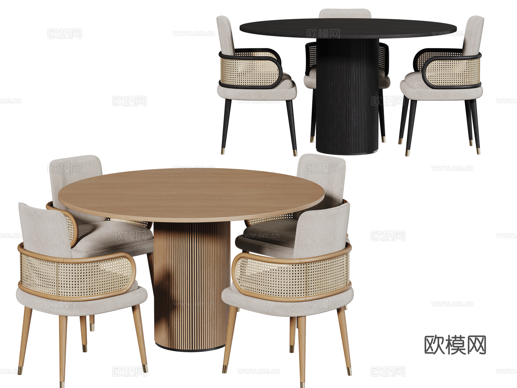 中古桌椅组合 圆形餐桌 洽谈桌椅 圆桌 休闲桌椅su模型