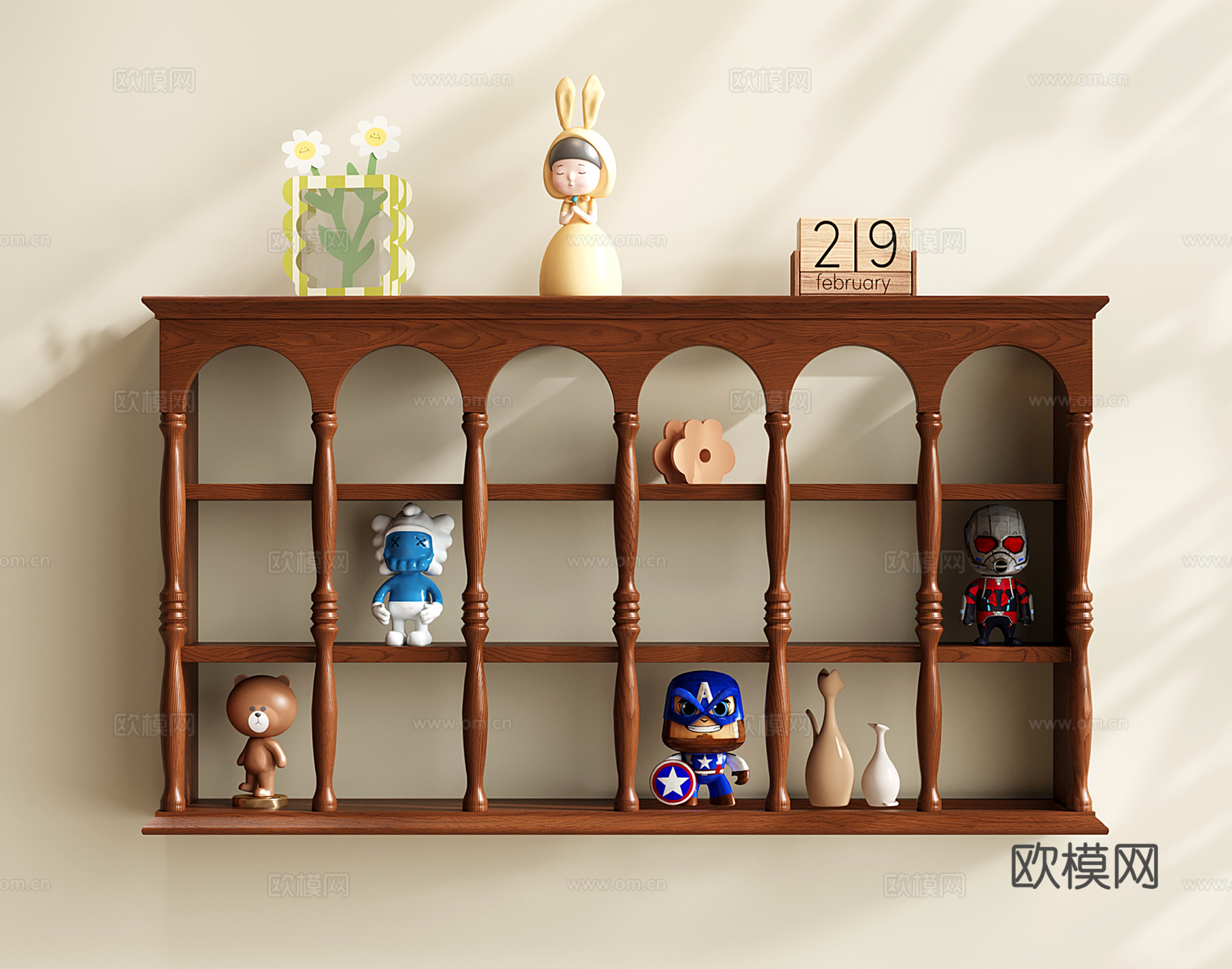 法式手办置物架 中古收纳架 展示架 装饰架su模型