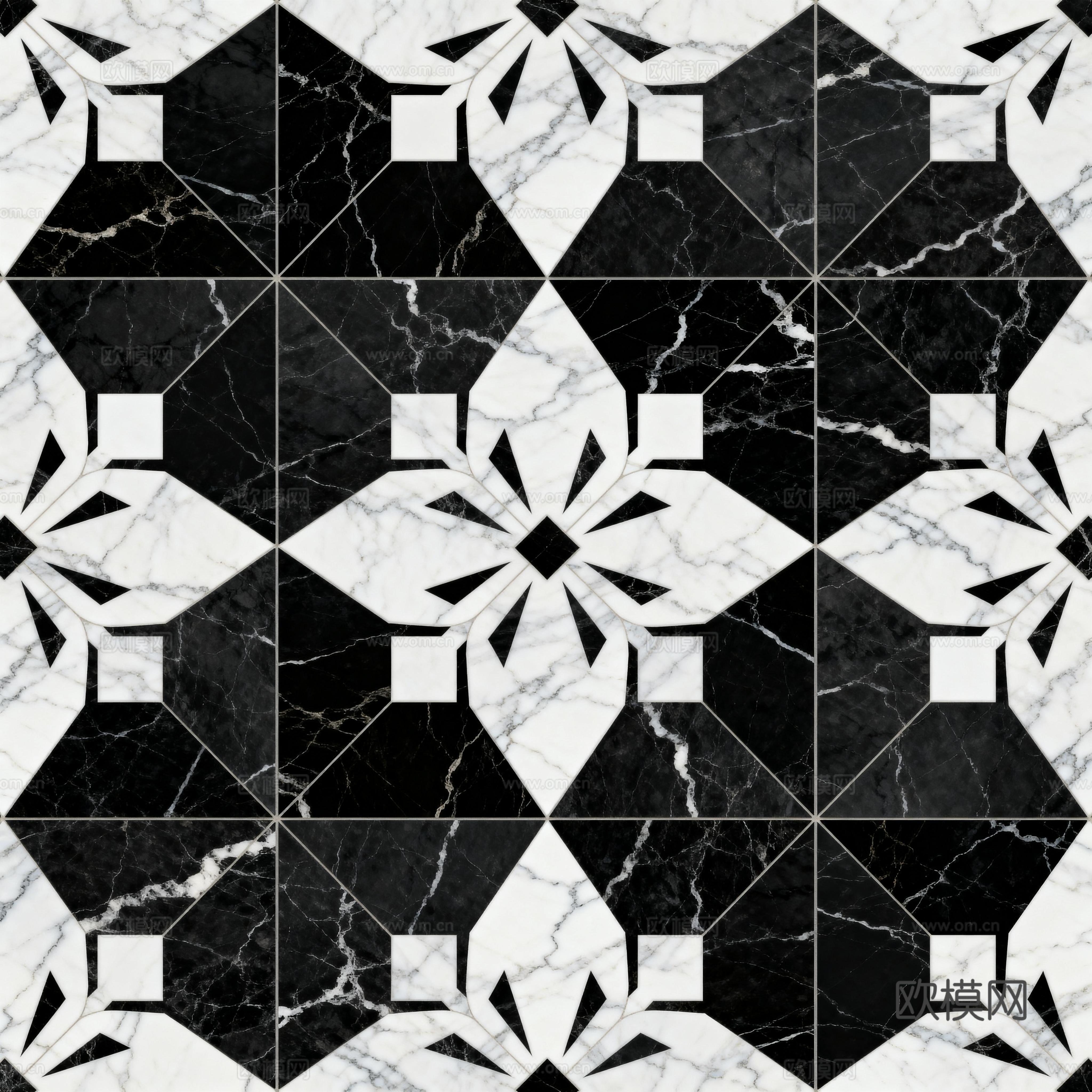 轻奢 黑白石材拼花 几何水刀石材拼花地砖 石材马赛克 花砖