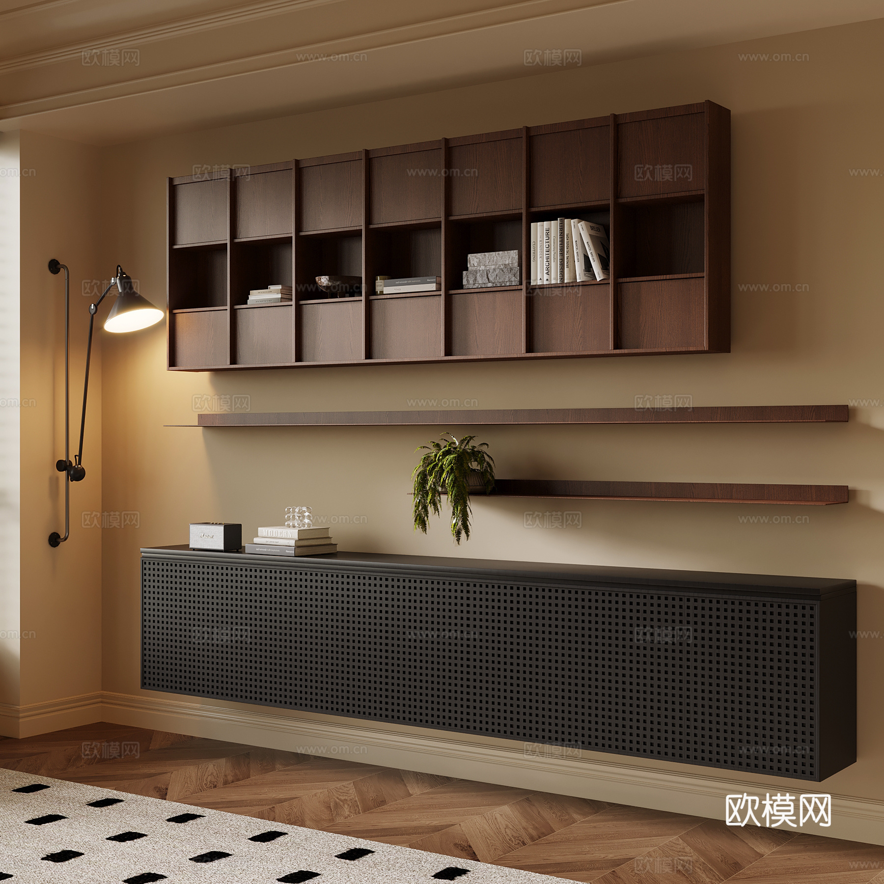 中古风书架 书柜su模型