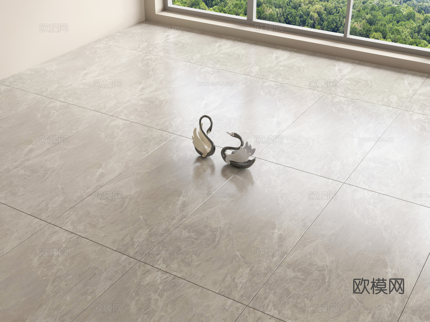 现代地砖 瓷砖 柔光砖su模型