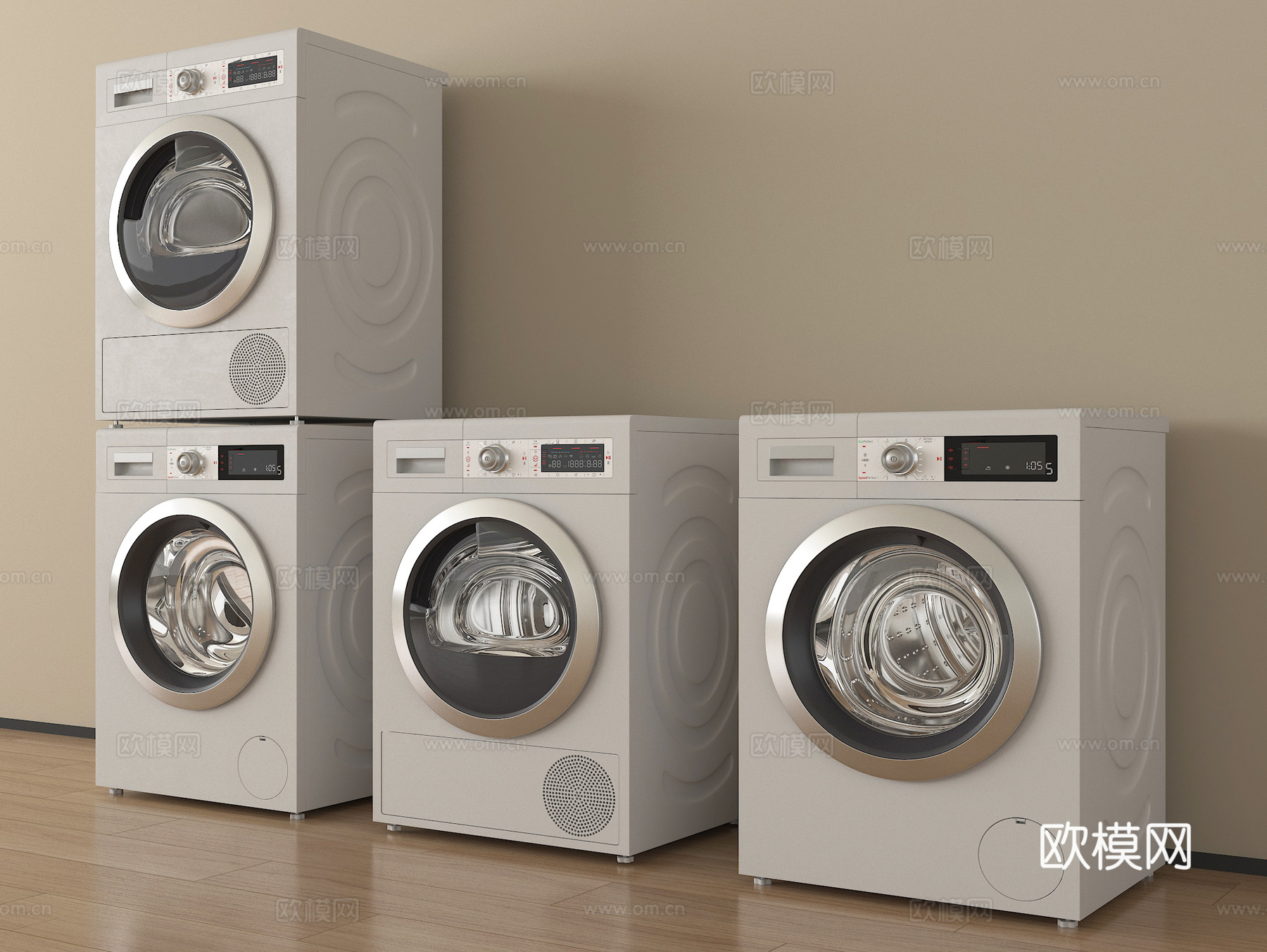 现代洗衣机 滚筒洗衣机 洗衣机烘干机su模型