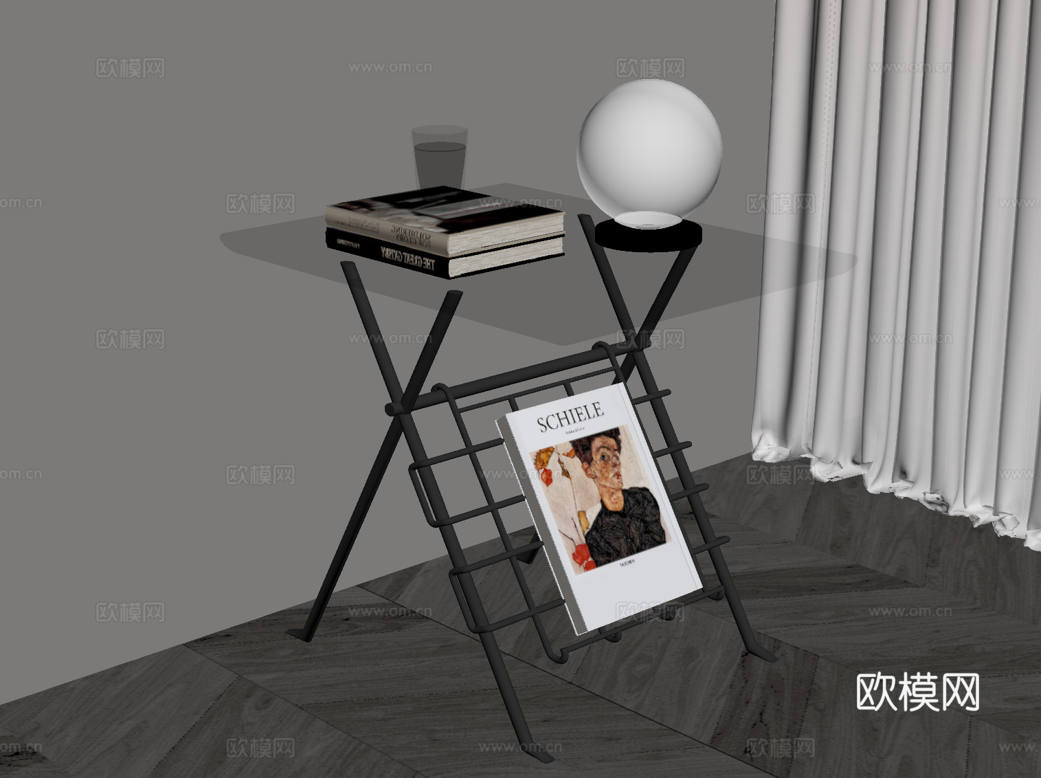 现代意式边几su模型下载（渲染图2）