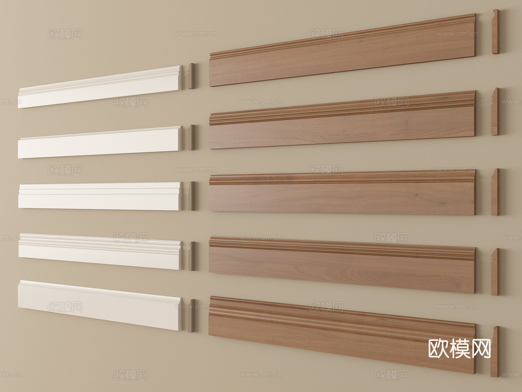 现代踢脚线 实木地脚线 角线 腰线su模型
