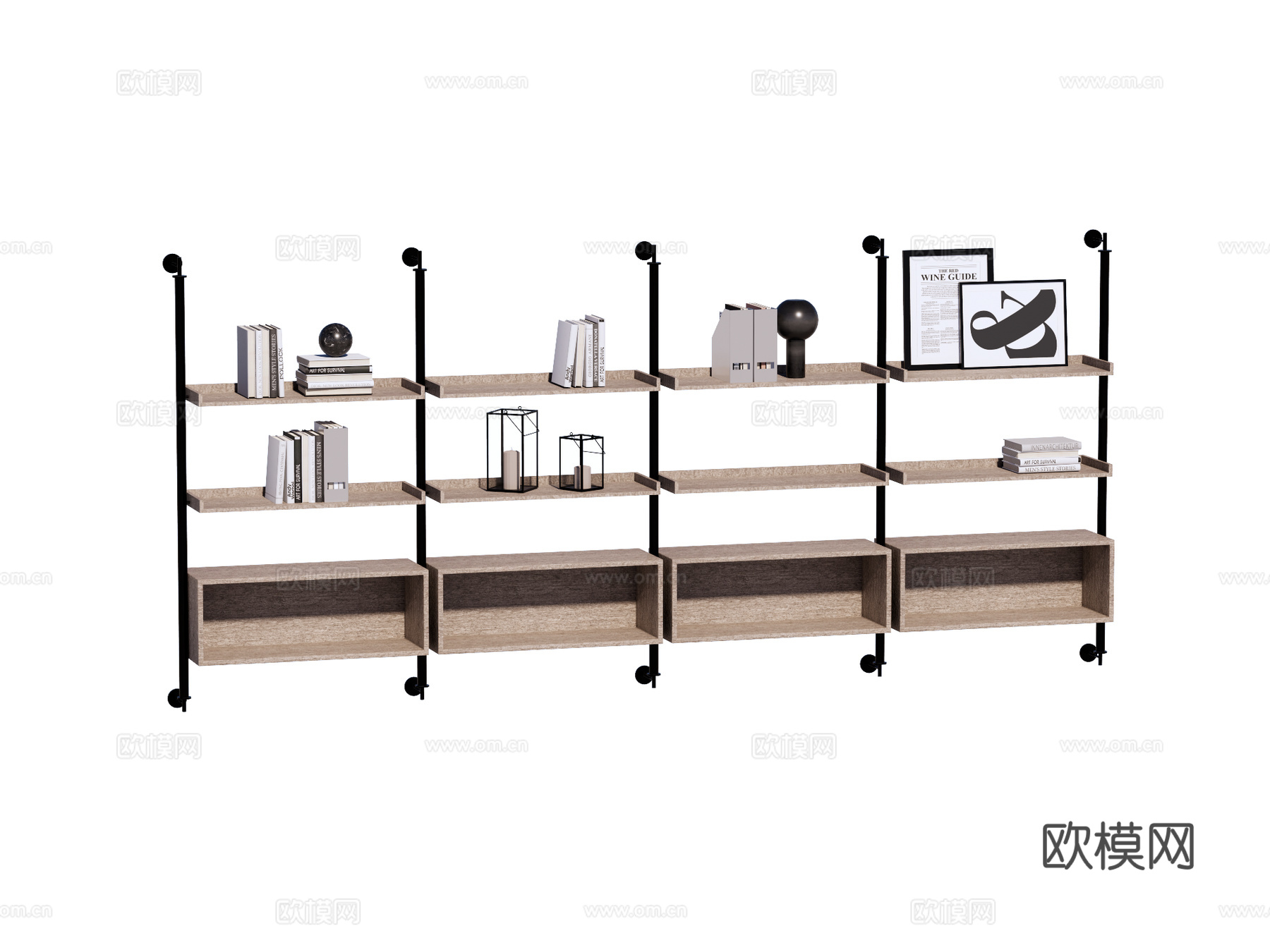 现代置物架装饰架su模型
