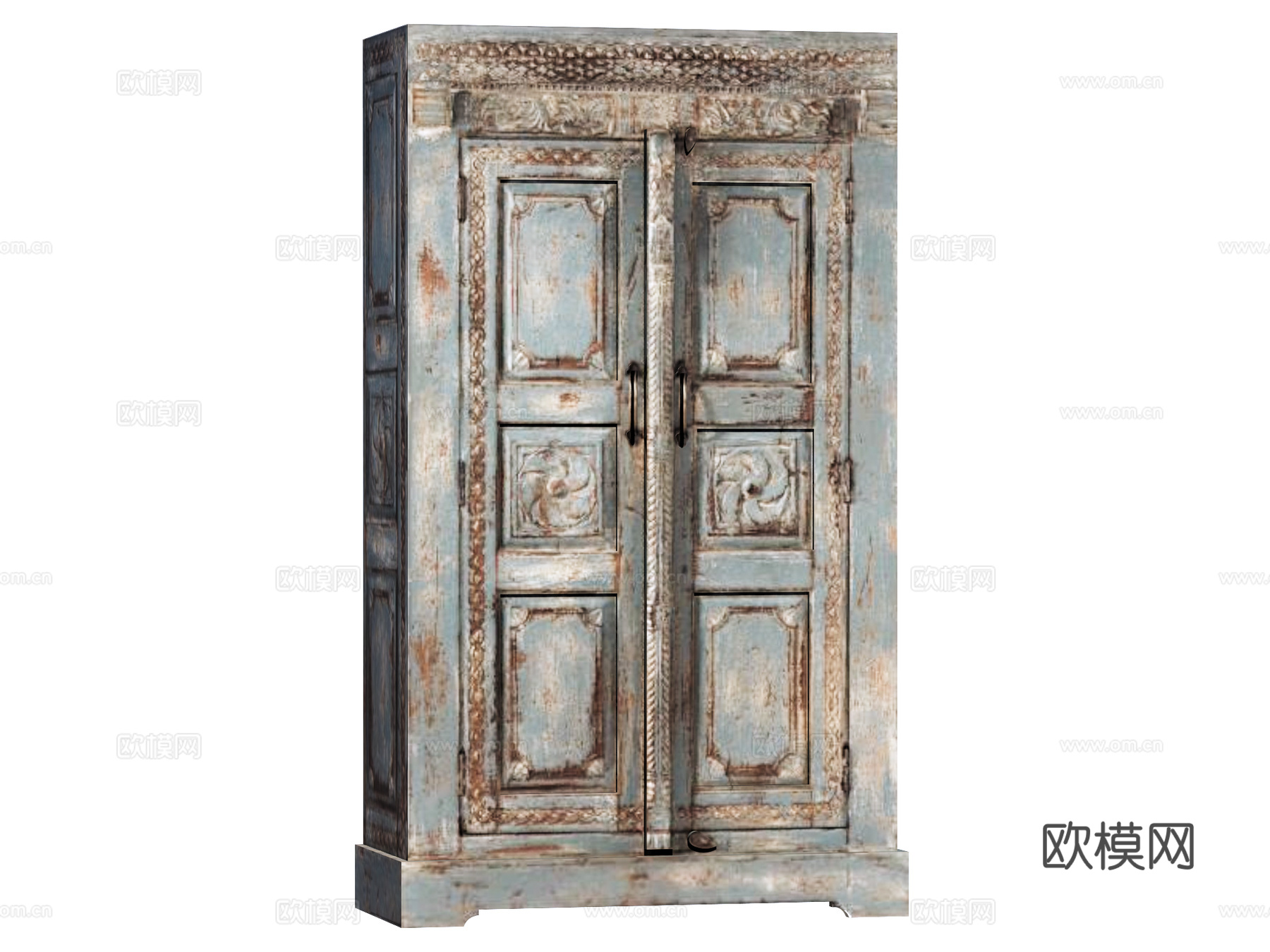复古老旧家具边柜装饰柜储物柜su模型