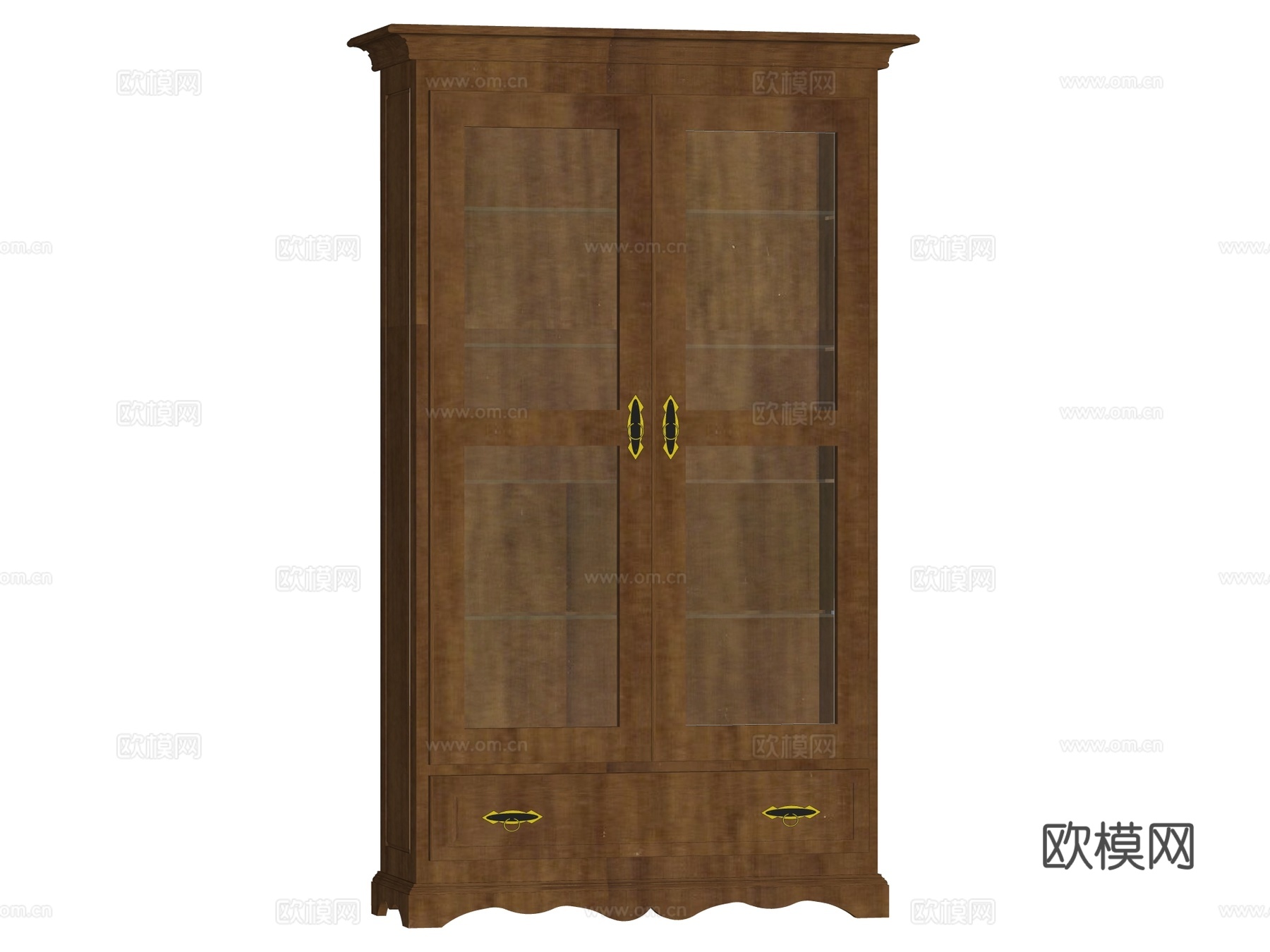 复古中古边柜装饰柜开放柜储物柜su模型