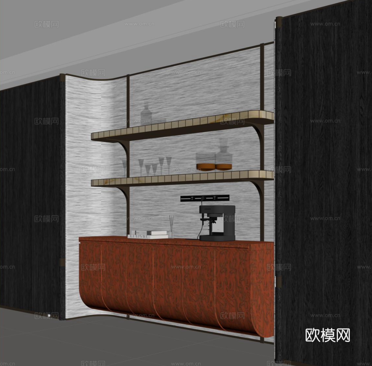 现代酒柜 餐边柜 酒架su模型