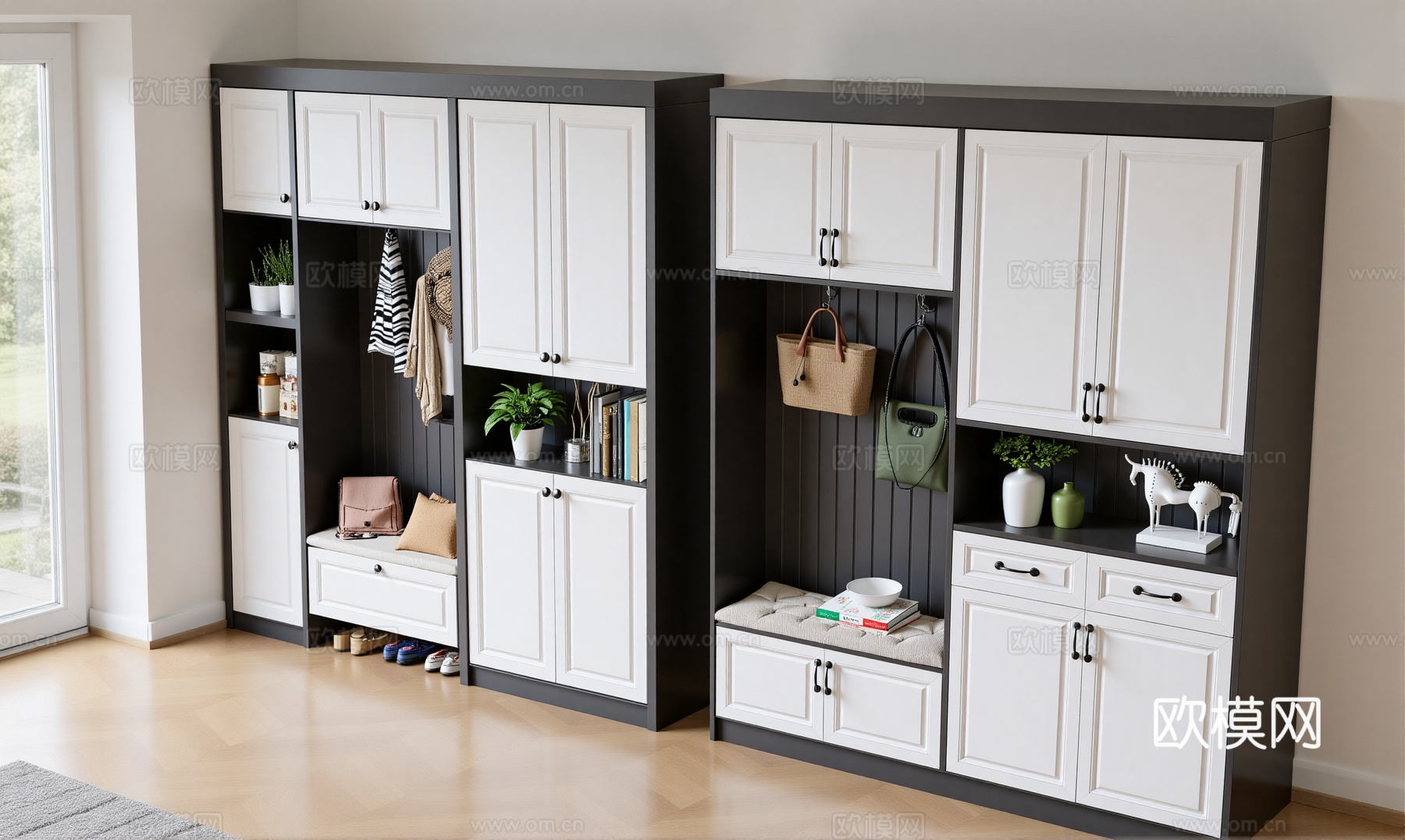 现代鞋柜组合su模型