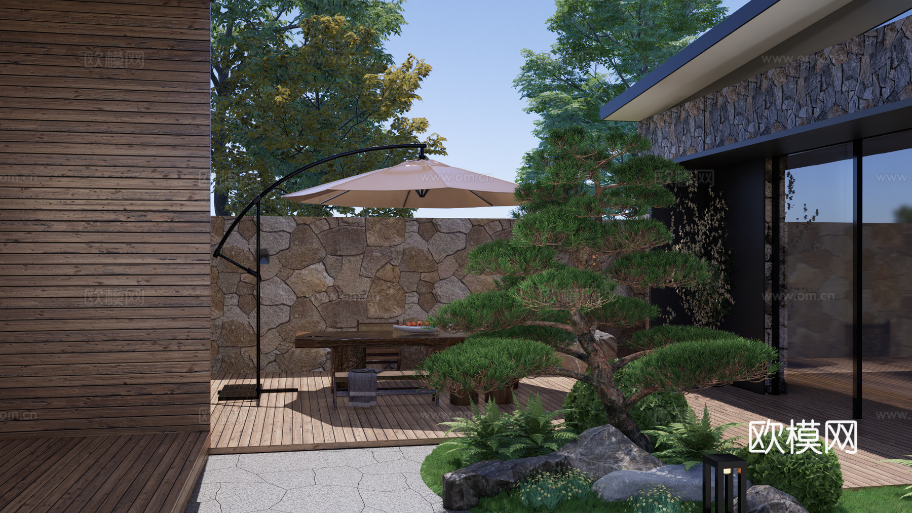 中式庭院景观su模型