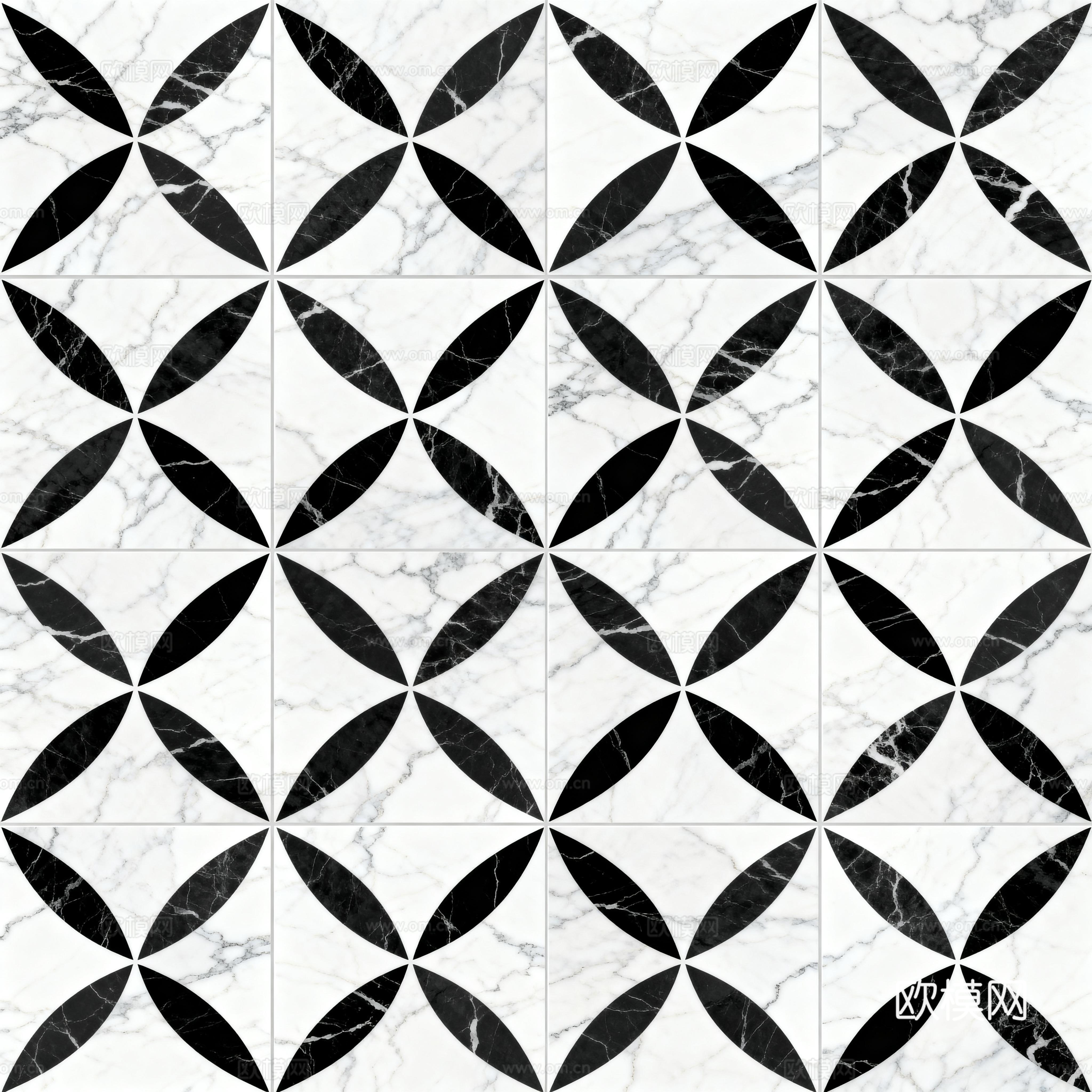 轻奢 黑白石材拼花 几何水刀石材拼花地砖 石材马赛克 花砖