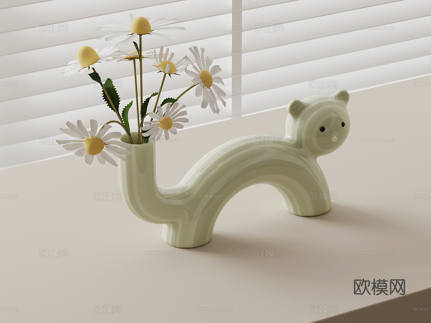 现代奶油风花瓶 装饰摆件su模型