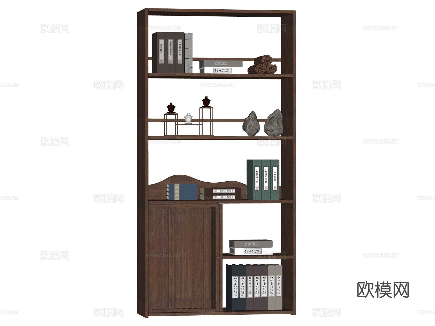 中式边柜装饰柜博古架su模型