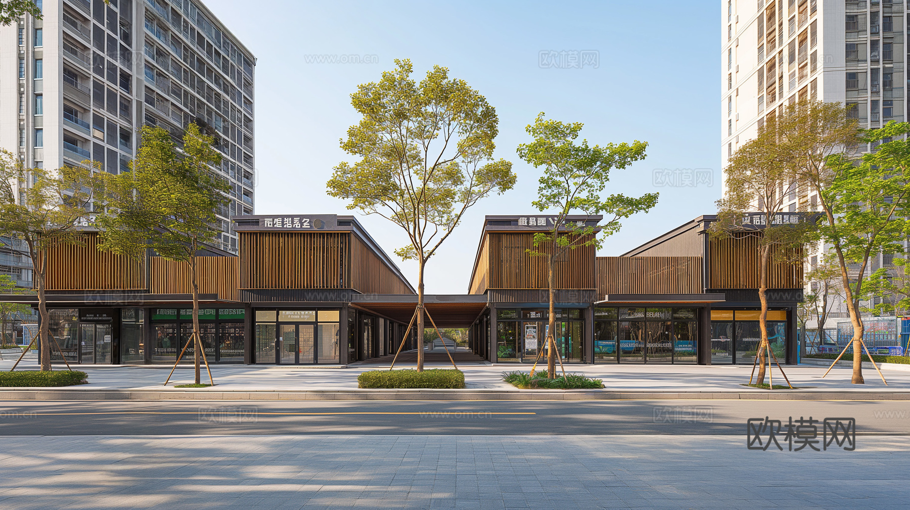 街道外景_商业街外景_街道日景_人行道_道路