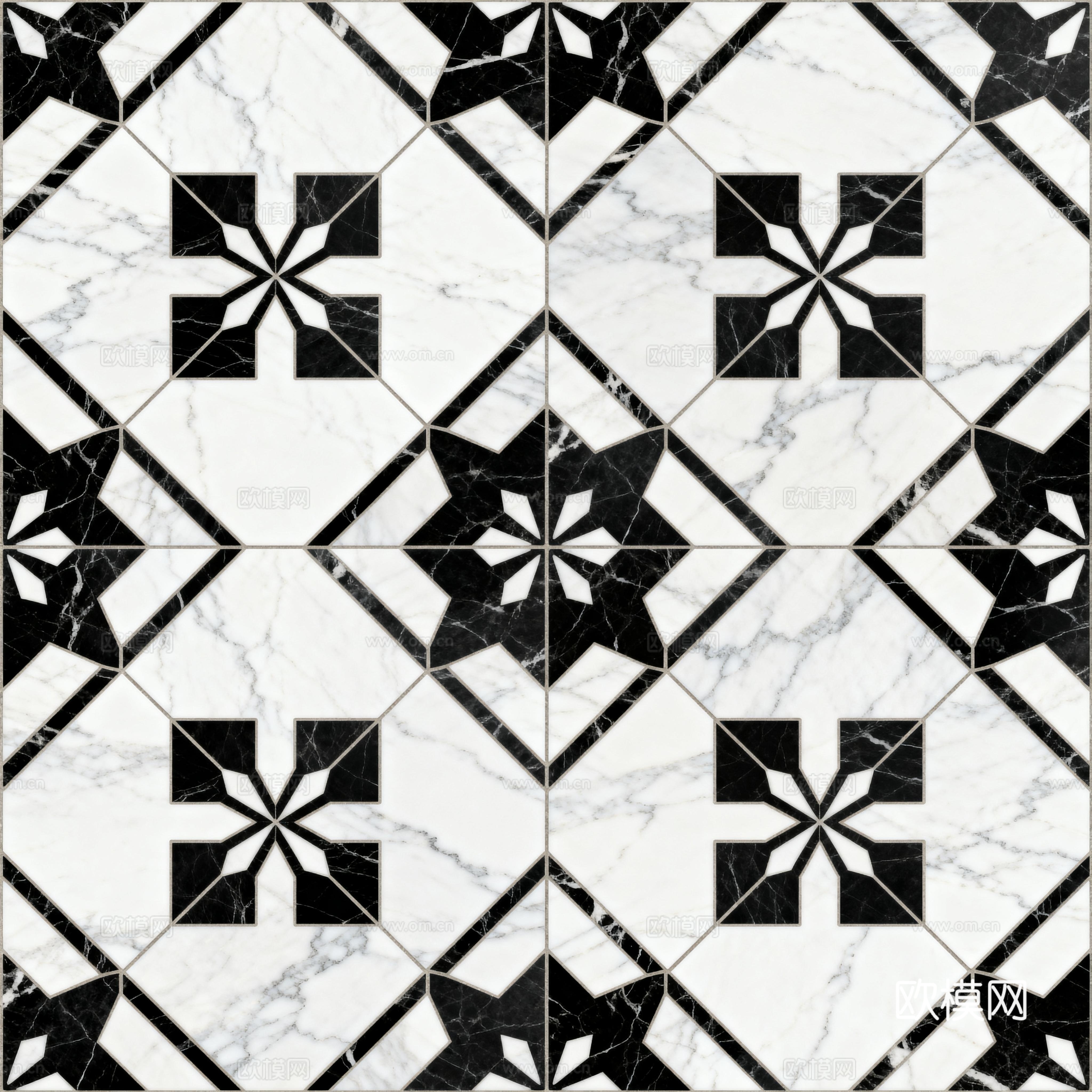 轻奢 黑白石材拼花 几何水刀石材拼花地砖 石材马赛克 花砖
