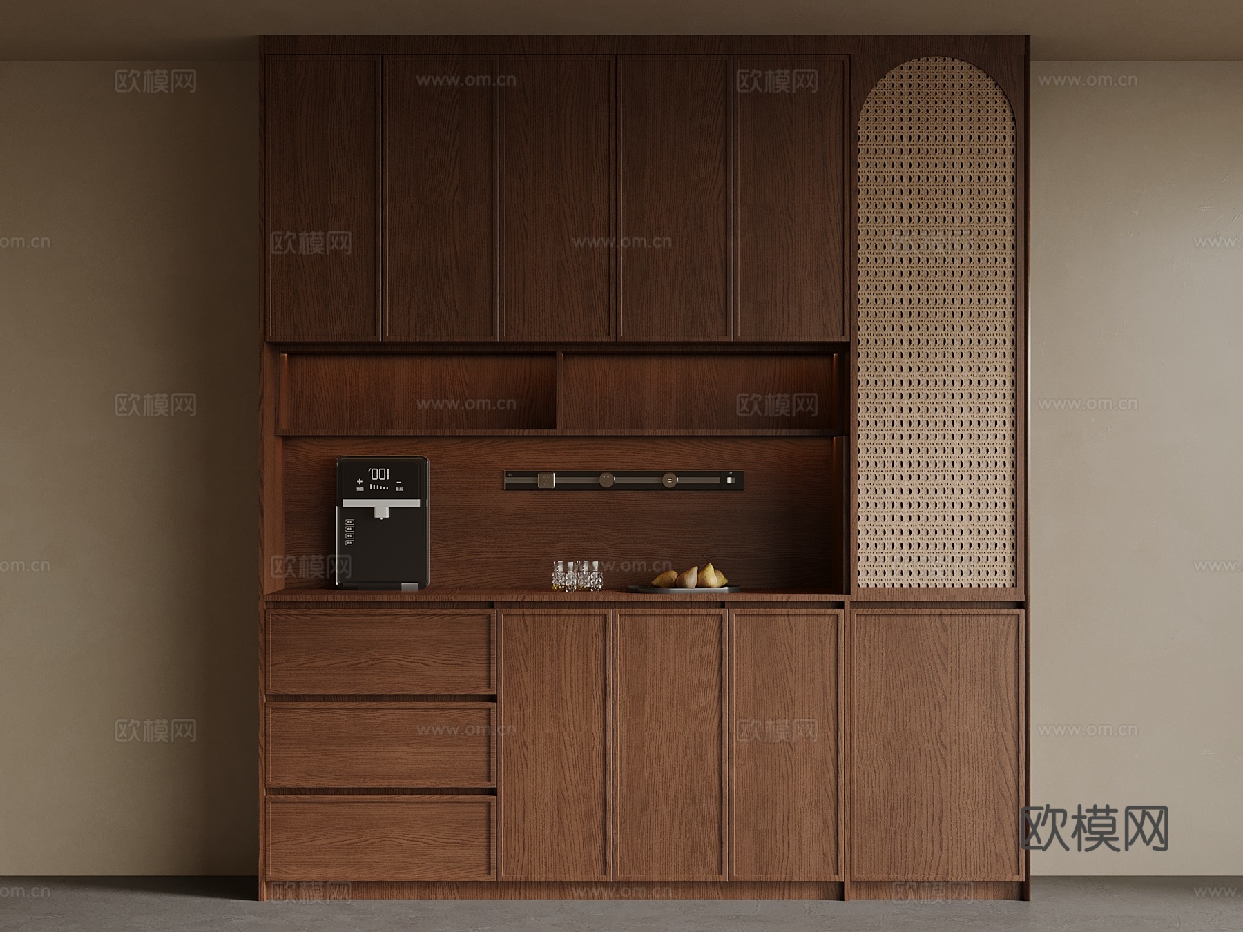中古风酒柜 餐边柜su模型