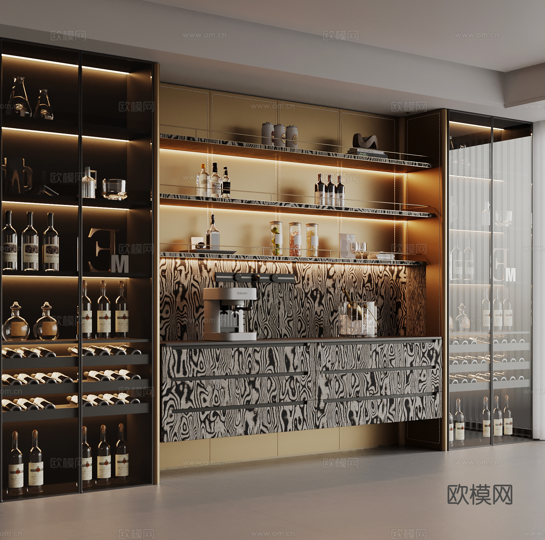 现代酒柜 餐边柜 酒架3d模型下载