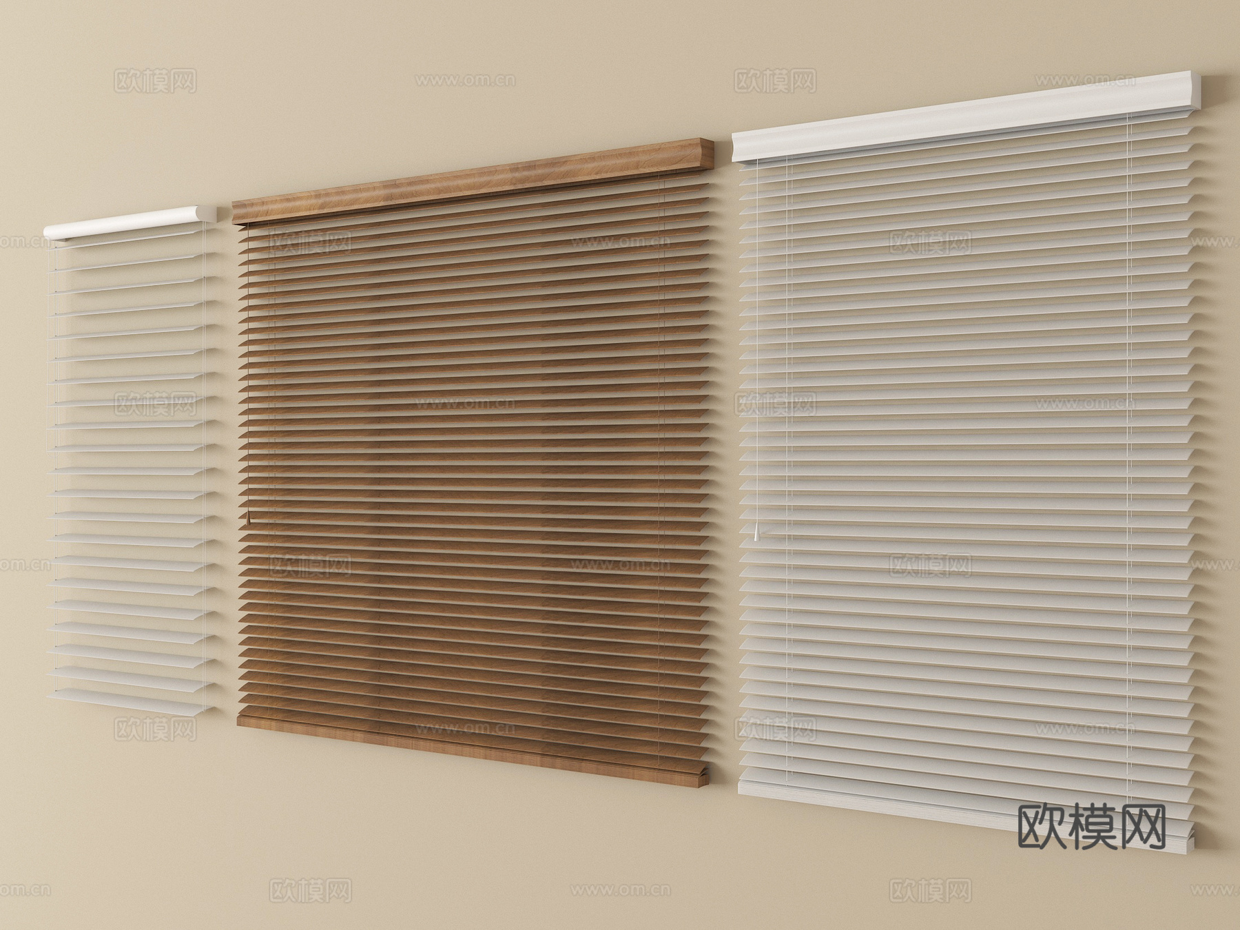 新中式窗帘 卷帘 竹帘 百叶帘su模型