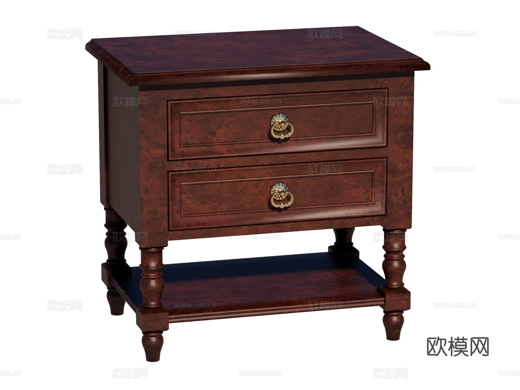 中古床头柜装饰柜角几su模型下载（渲染图1）