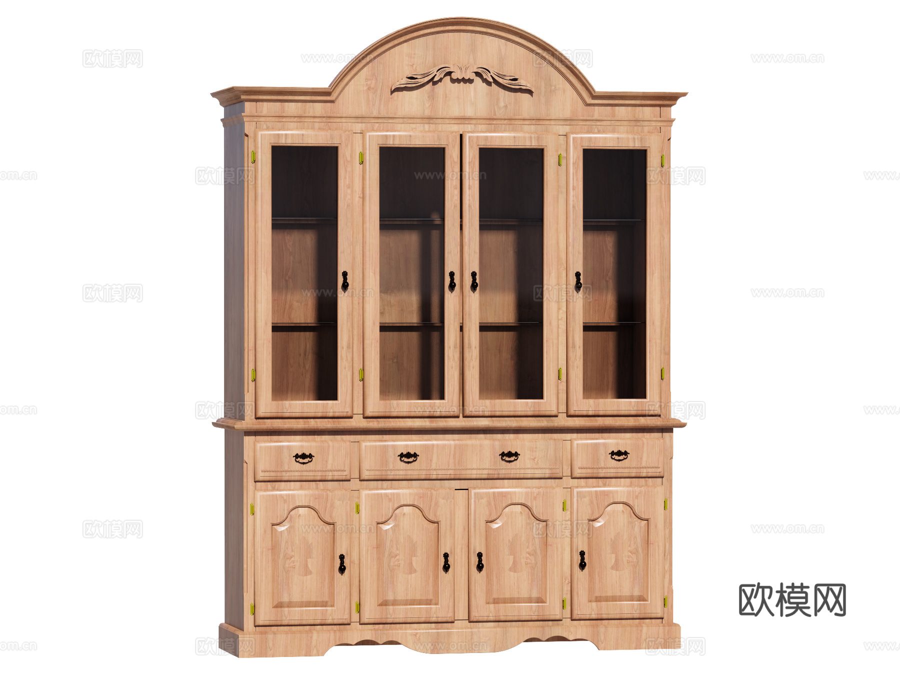 复古欧式边柜装饰柜开放柜储物柜su模型
