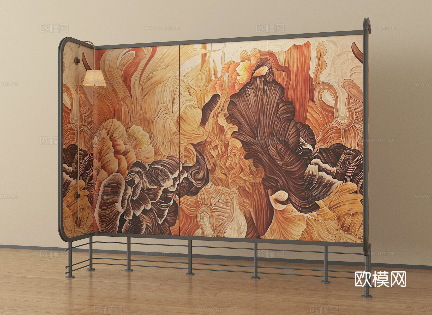 现代屏风隔断 意式屏风 金属屏风su模型