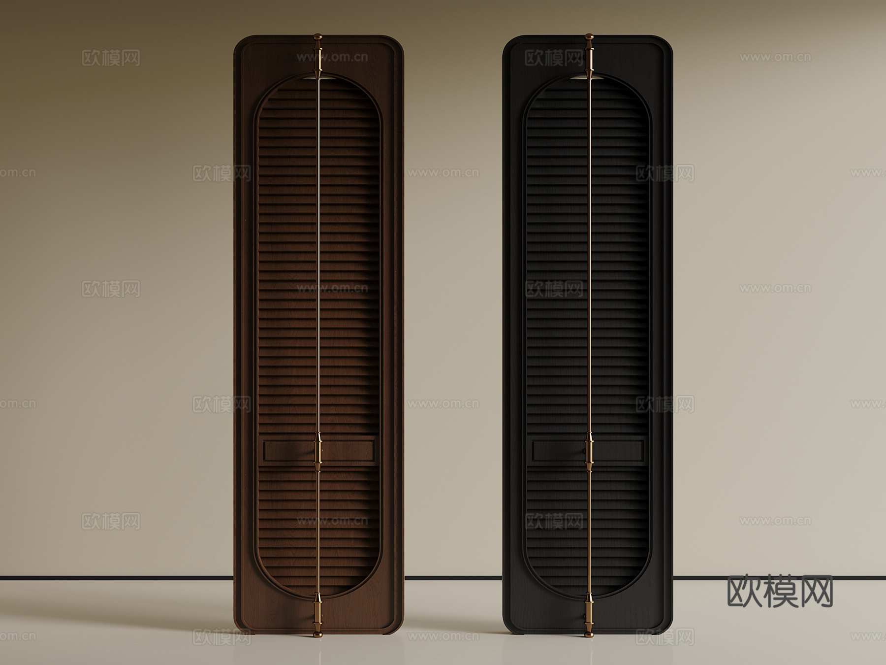 中古风隔断 百叶门su模型