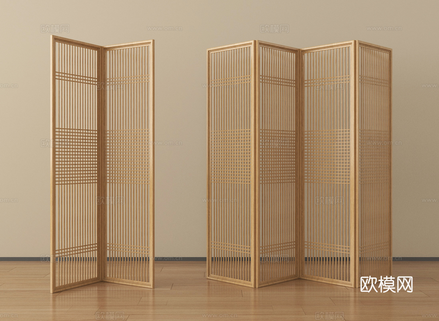 新中式屏风隔断 折叠屏风 花格屏风隔断su模型