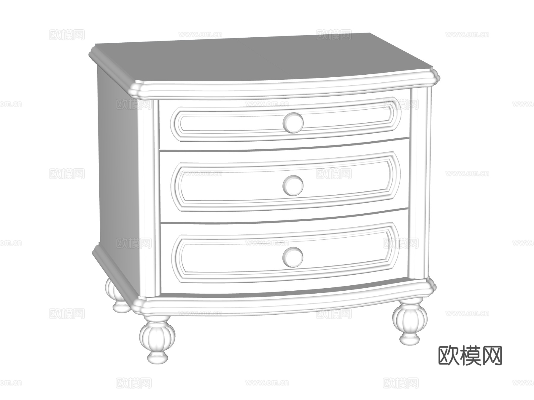 欧式床头柜装饰柜角几边几su模型