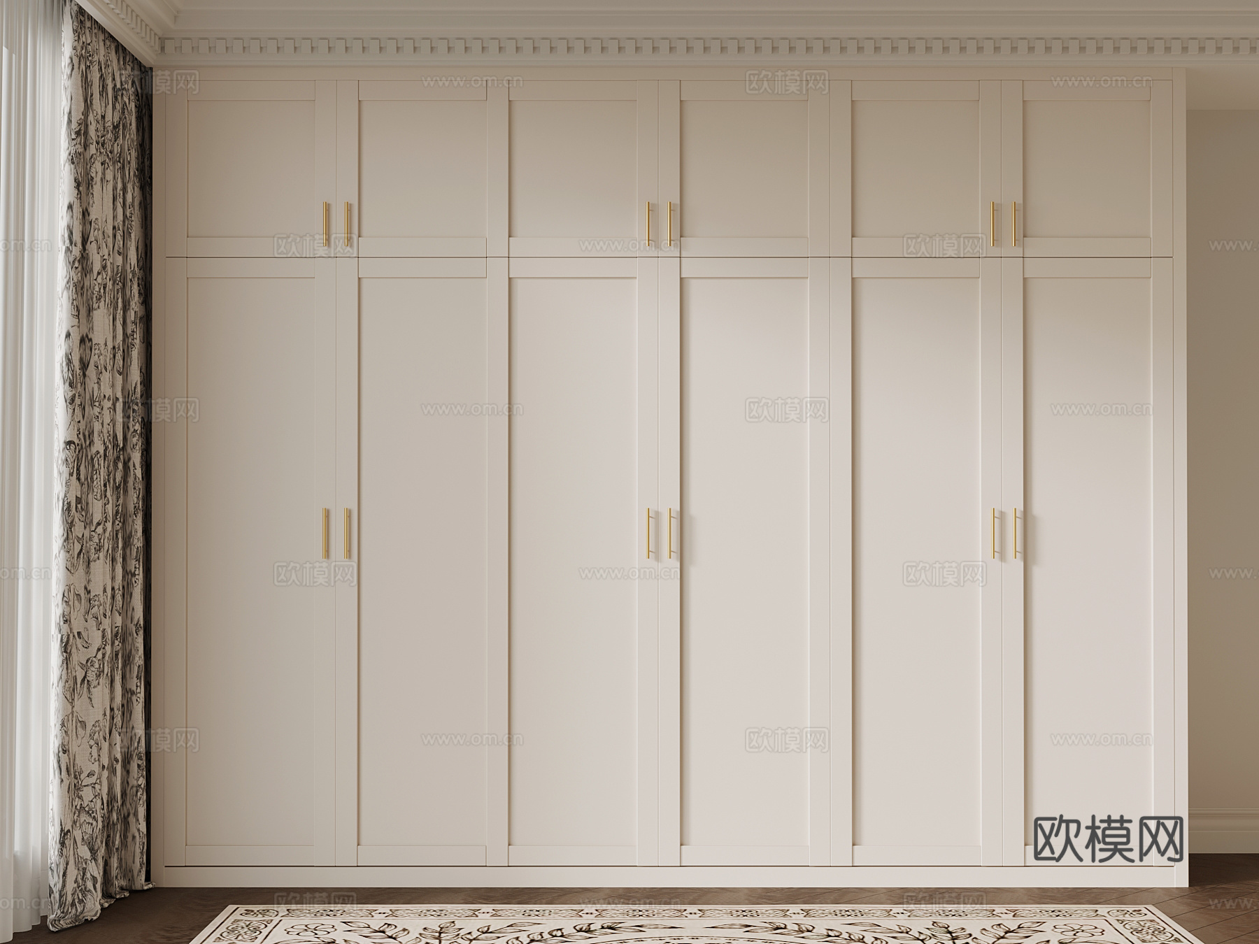 法式衣柜 成品衣柜su模型
