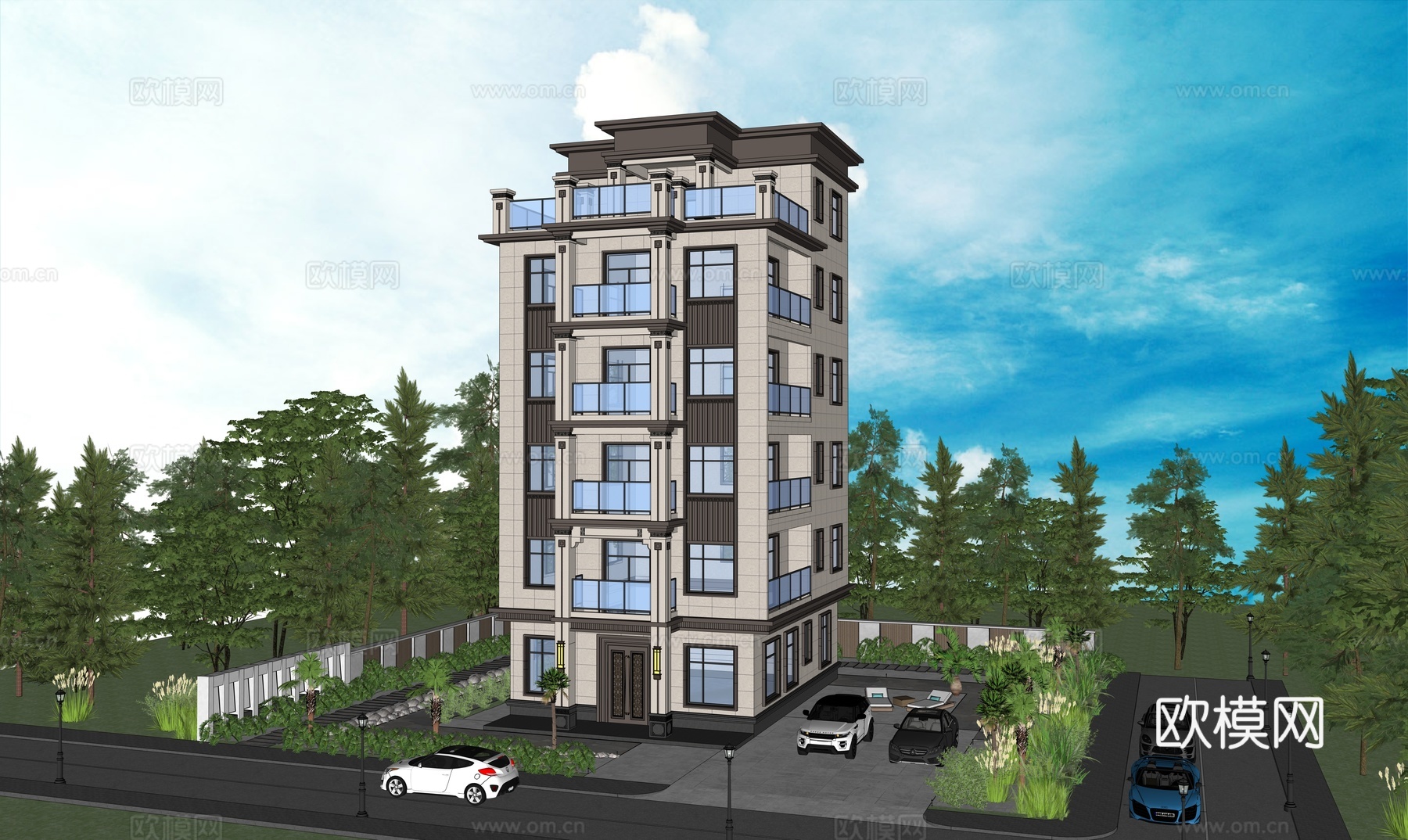 新中式别墅su模型su模型