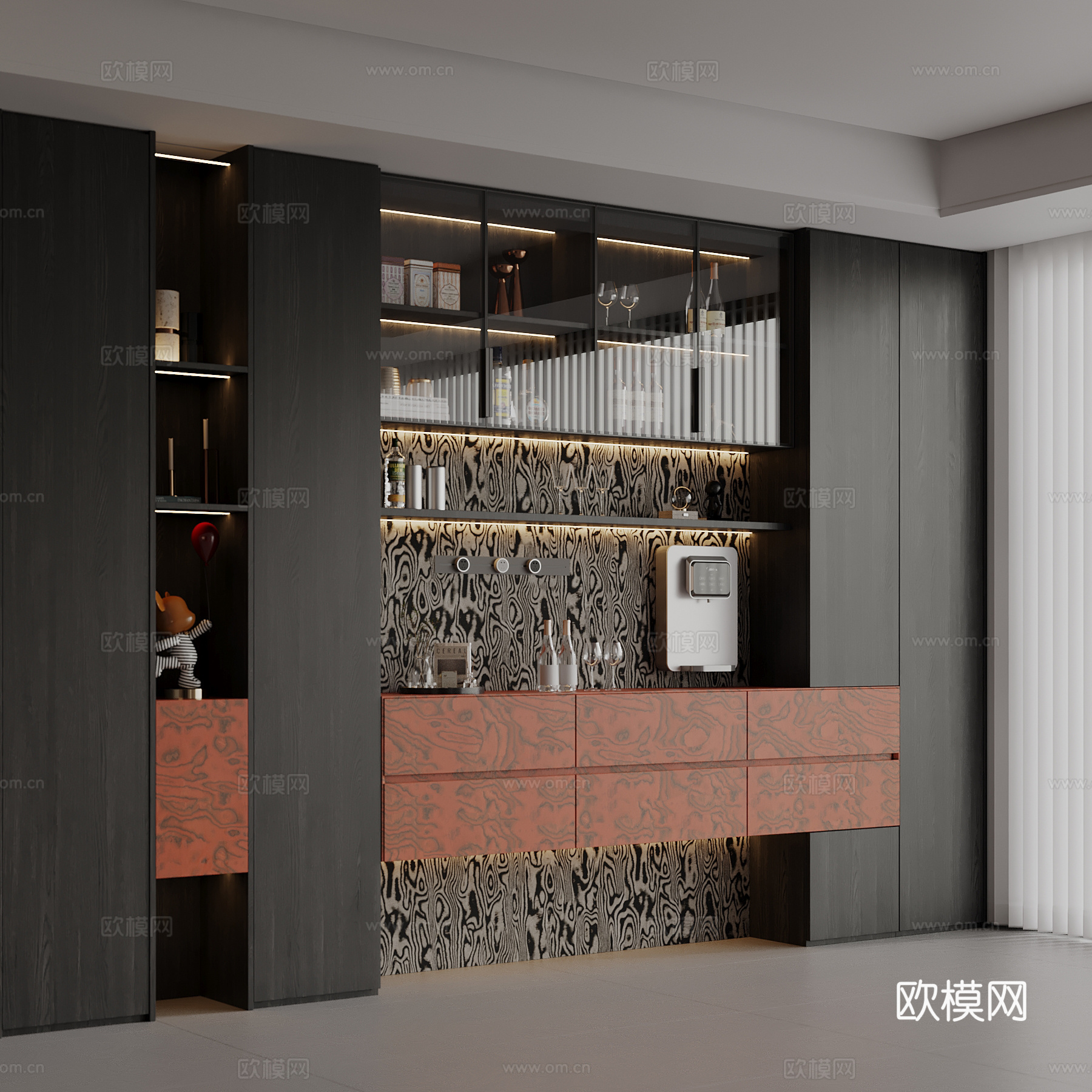 现代酒柜 餐边柜 酒架su模型