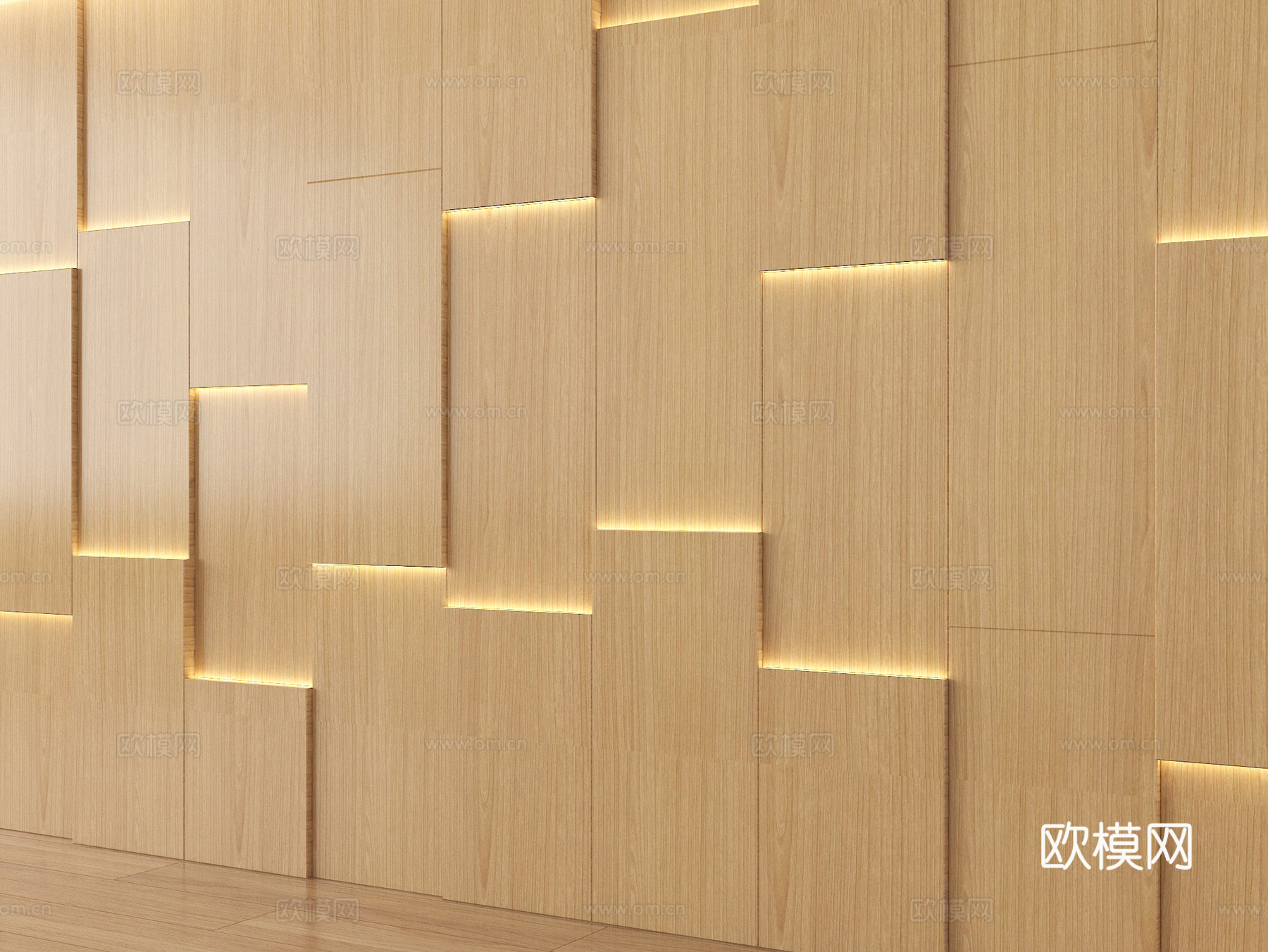 现代木饰面背景墙 客厅背景墙su模型