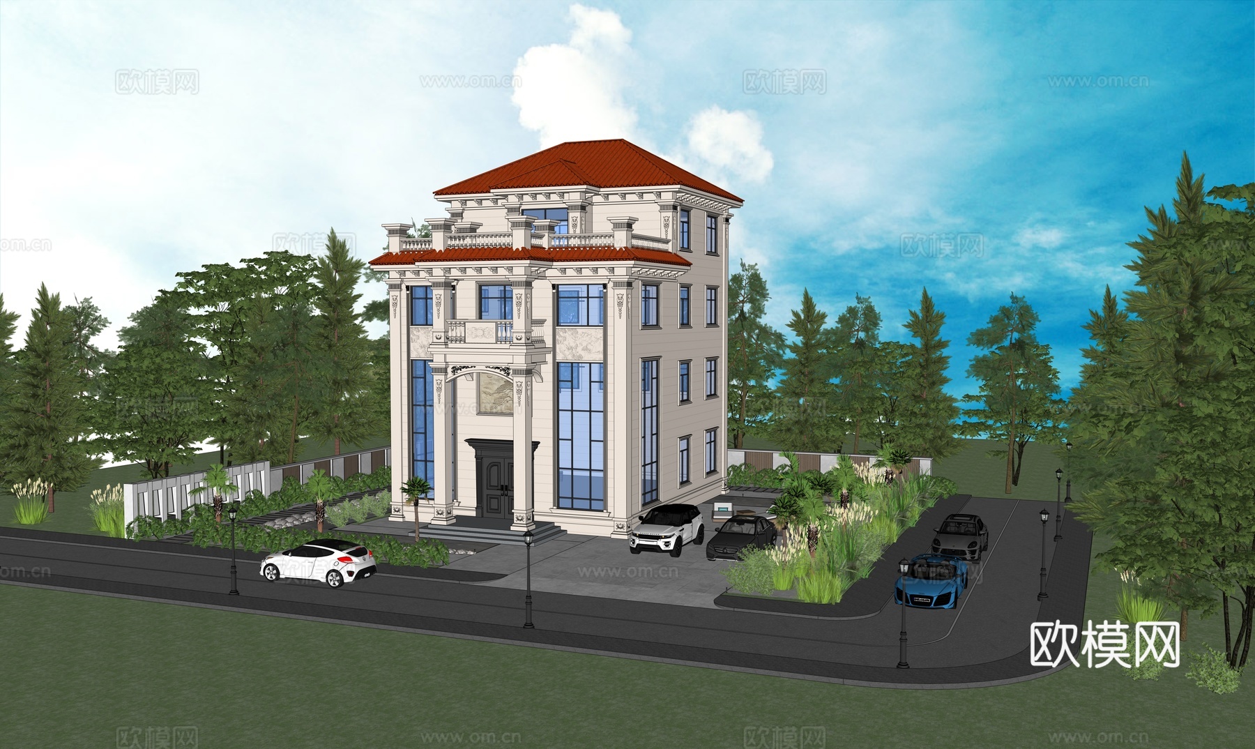 欧式su别墅模型su模型su模型