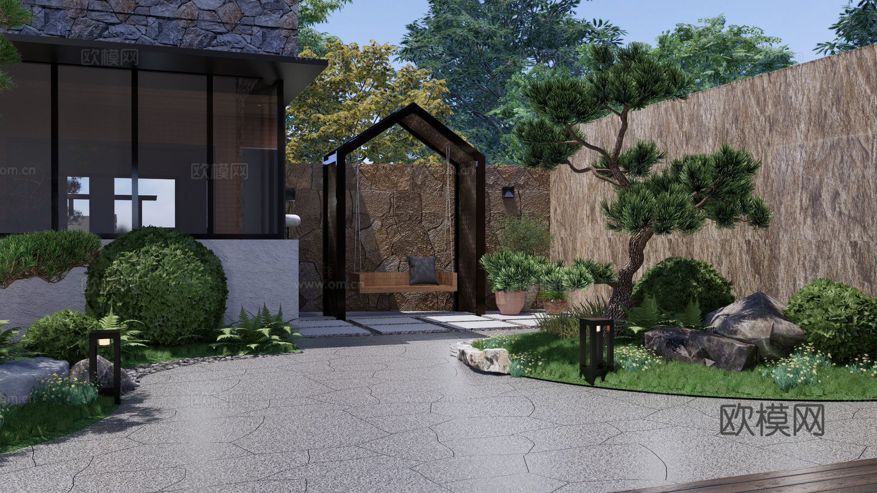 中式庭院景观su模型