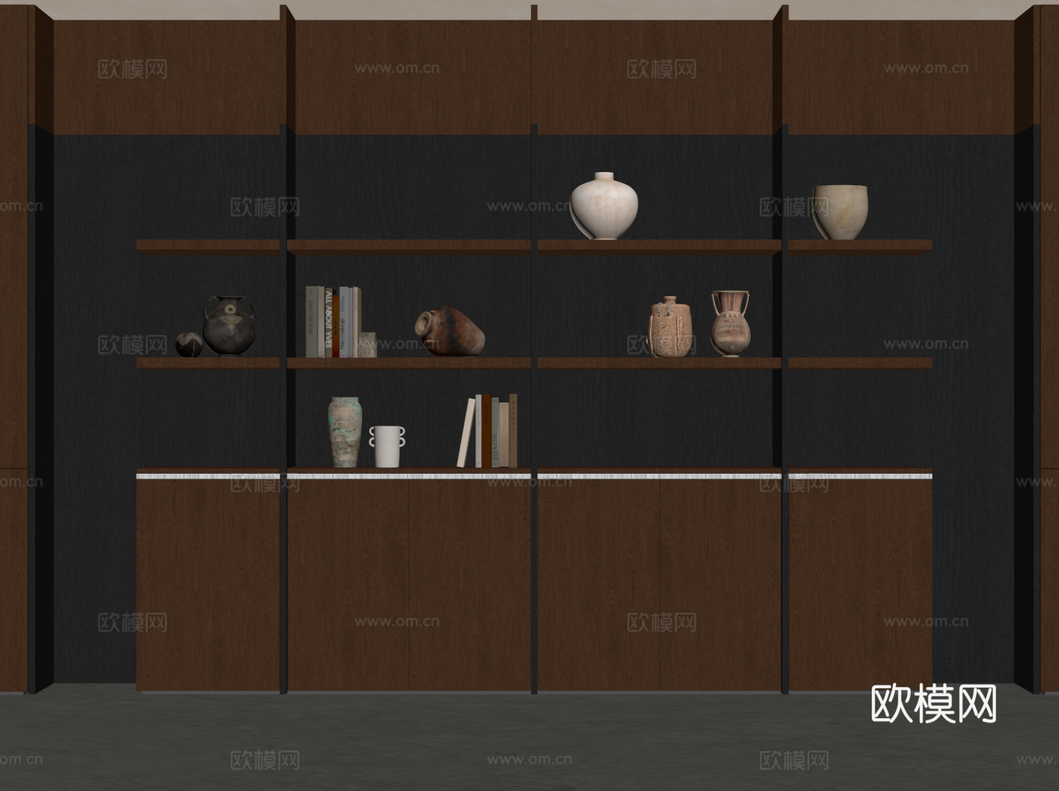 中古风书柜 现代书架su模型