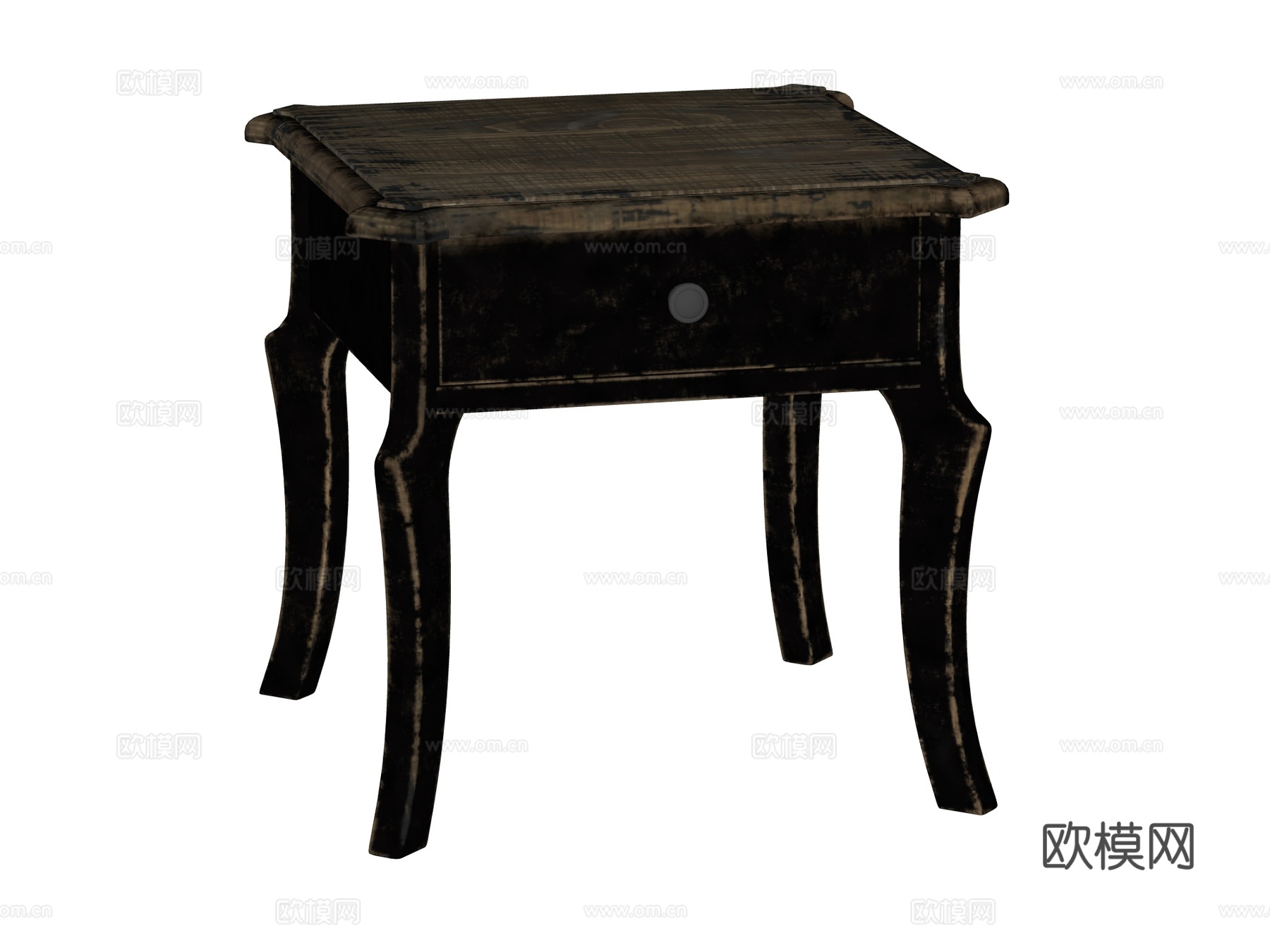 侘寂复古家具床头柜装饰柜角几su模型