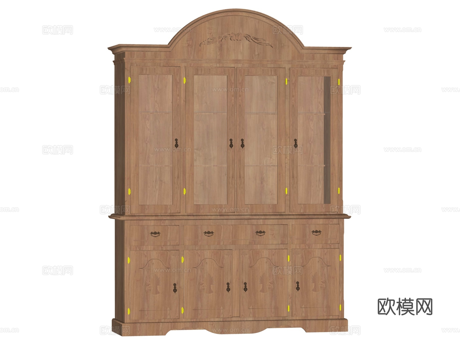 复古欧式边柜装饰柜开放柜储物柜su模型