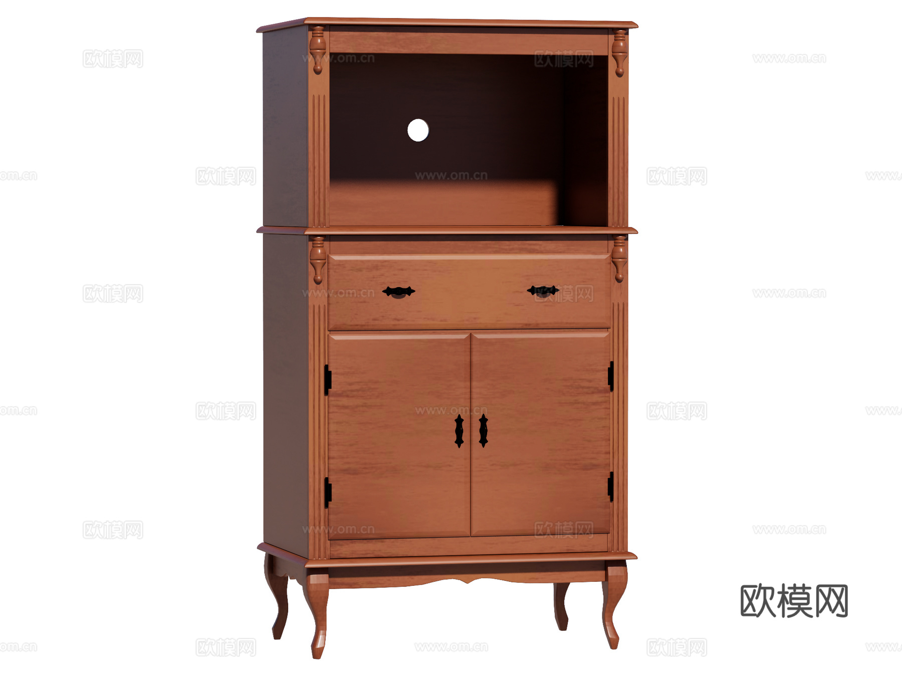 复古欧式边柜装饰柜储物柜su模型