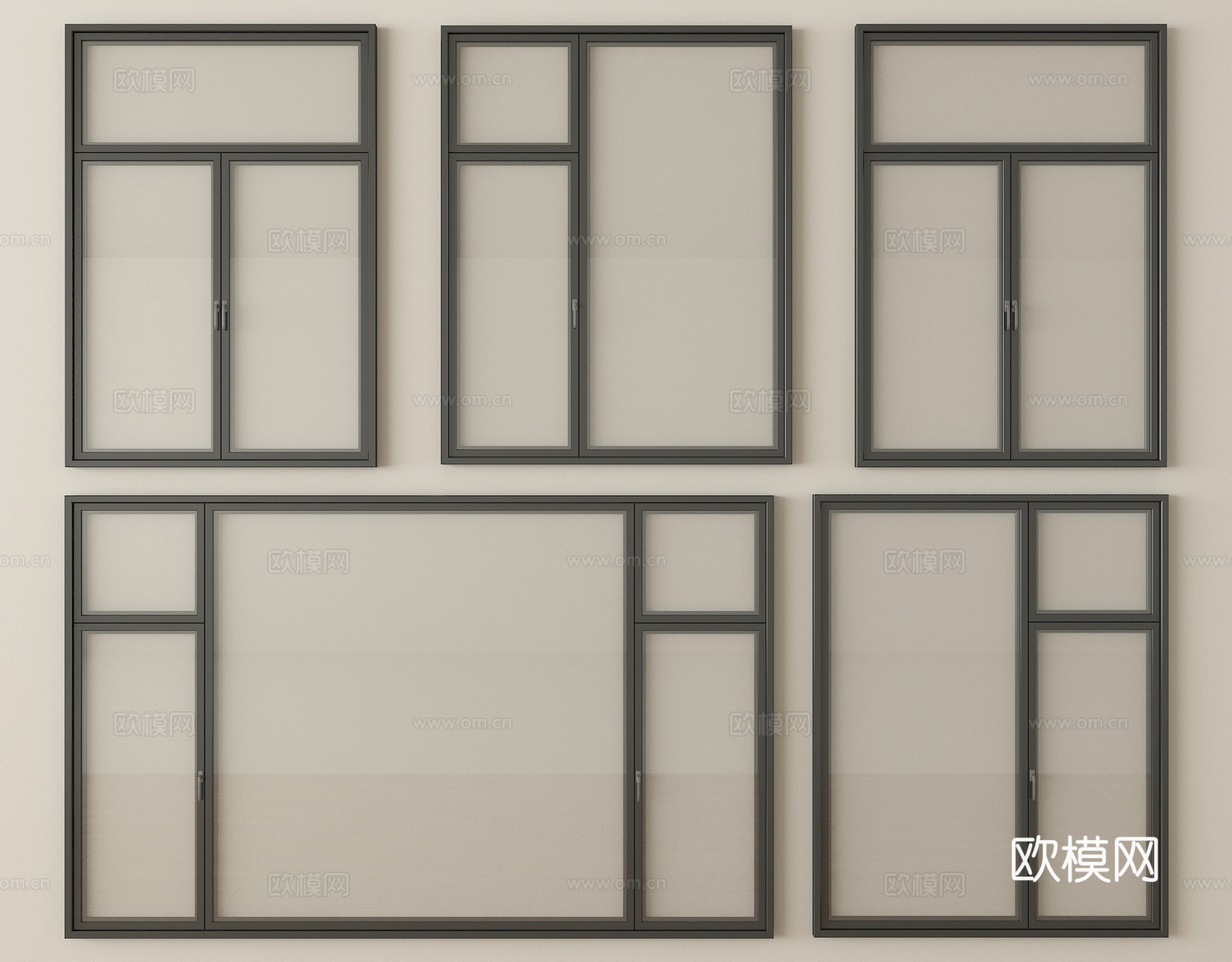 现代窗组合 平开窗 阳台窗 落地窗su模型