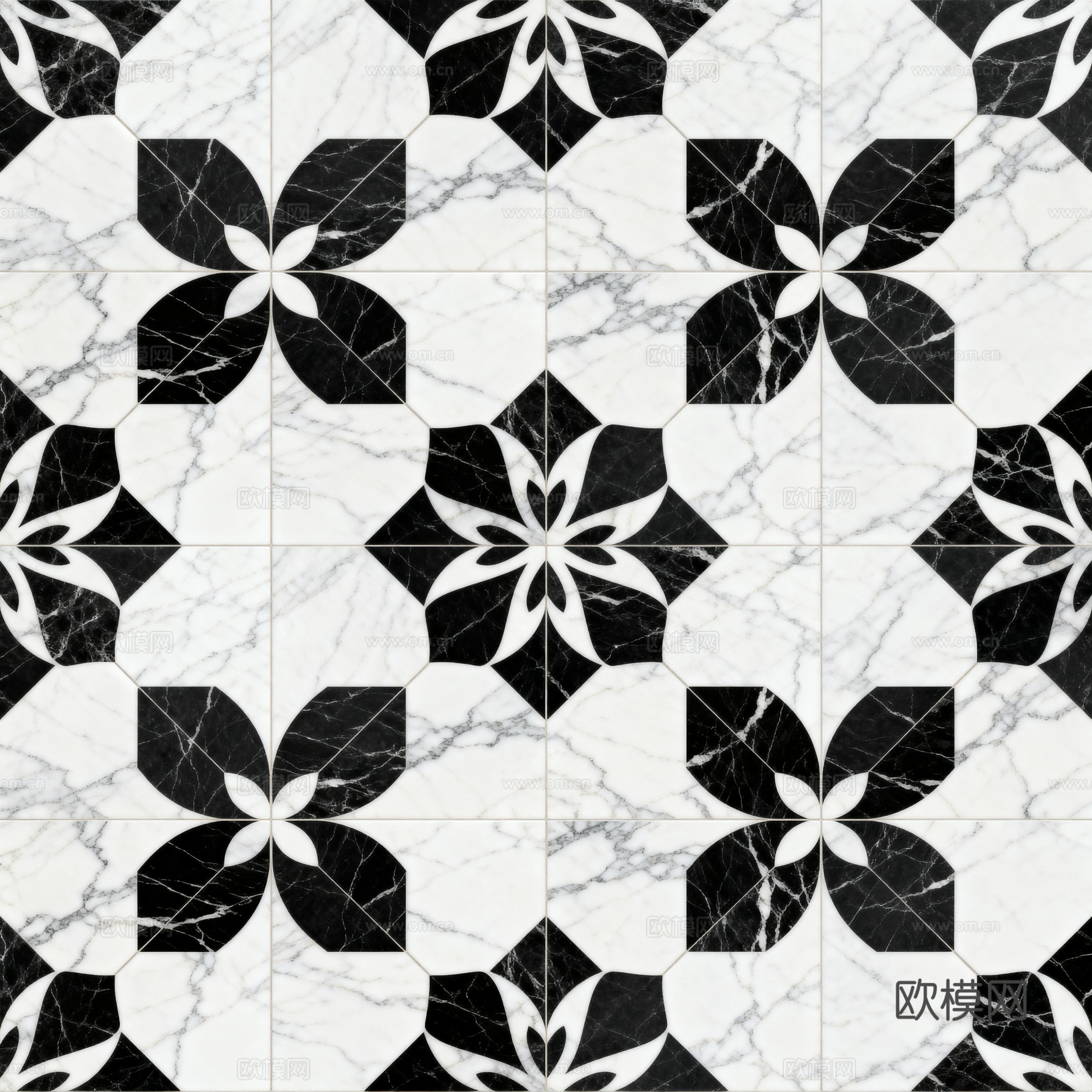 轻奢 黑白石材拼花 几何水刀石材拼花地砖 石材马赛克 花砖
