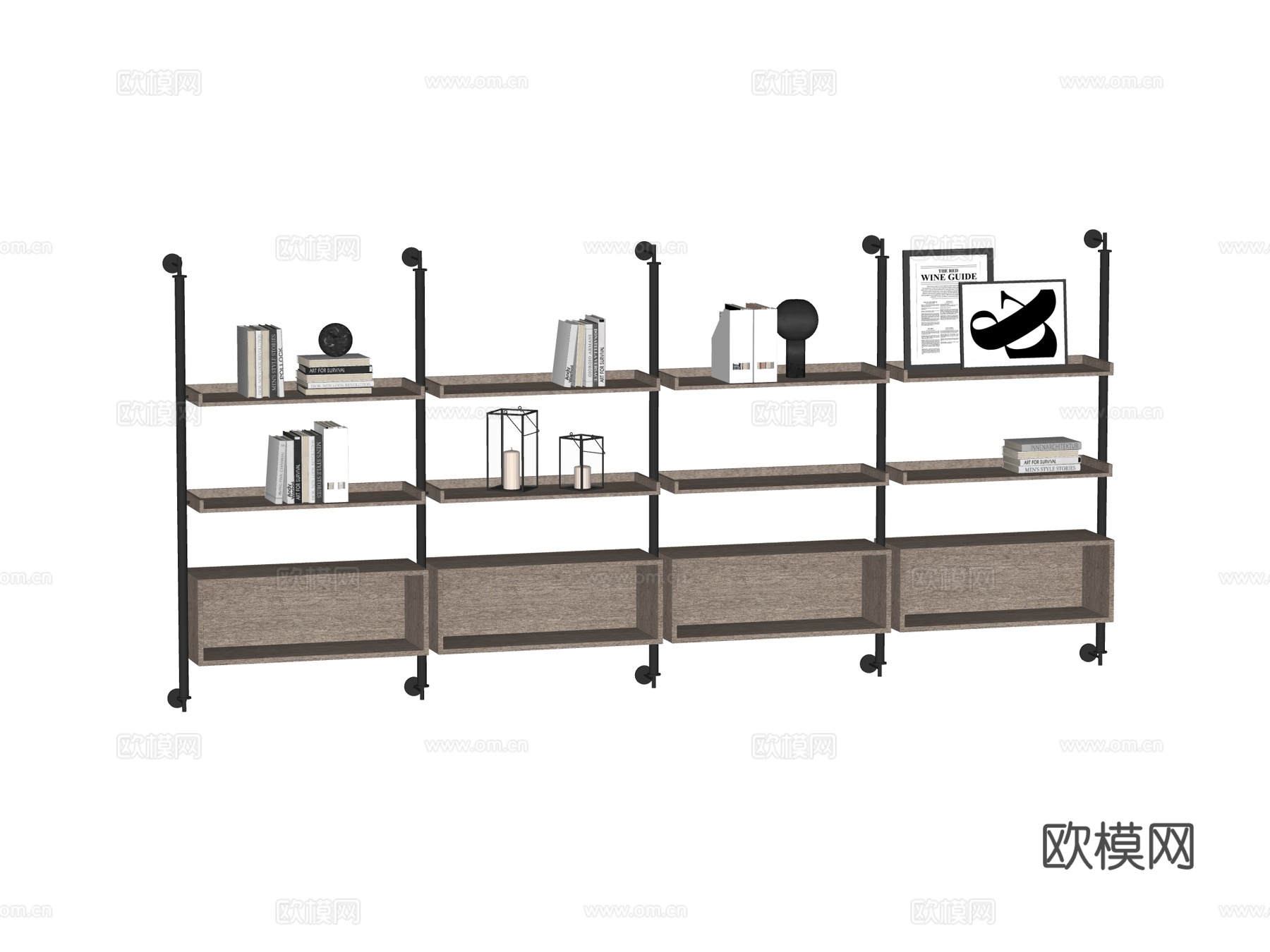 现代置物架装饰架su模型