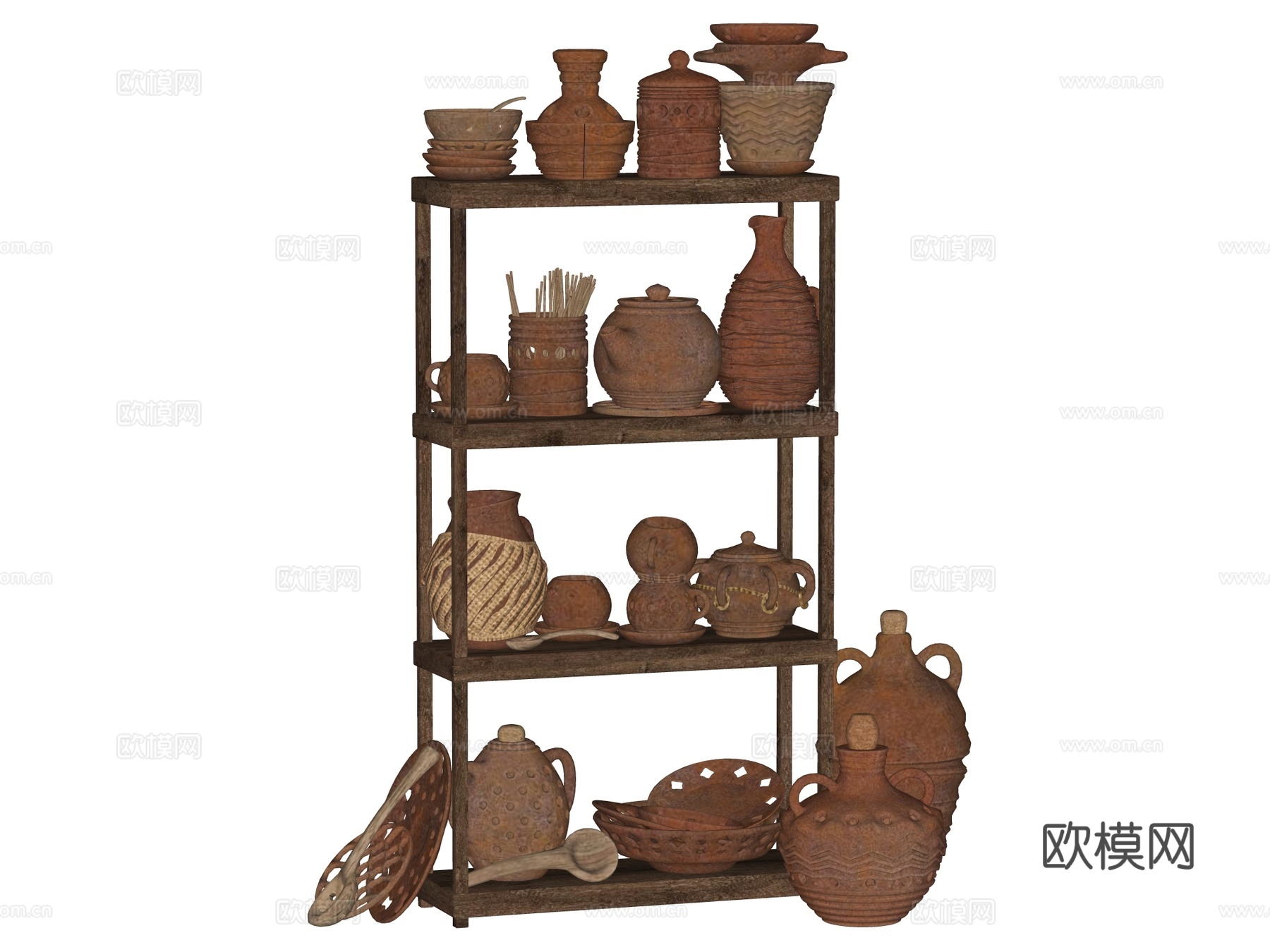 侘寂复古置物架su模型