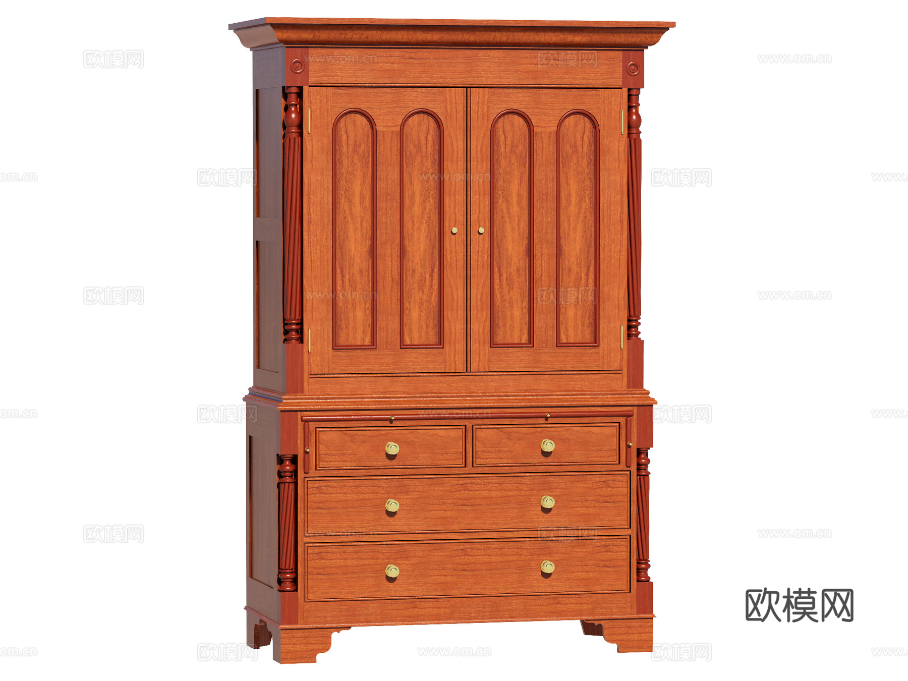 复古中古欧式边柜斗柜装饰柜储物柜su模型