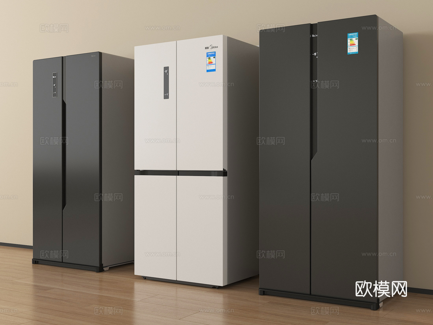 现代冰箱 双门冰箱 四门冰箱su模型