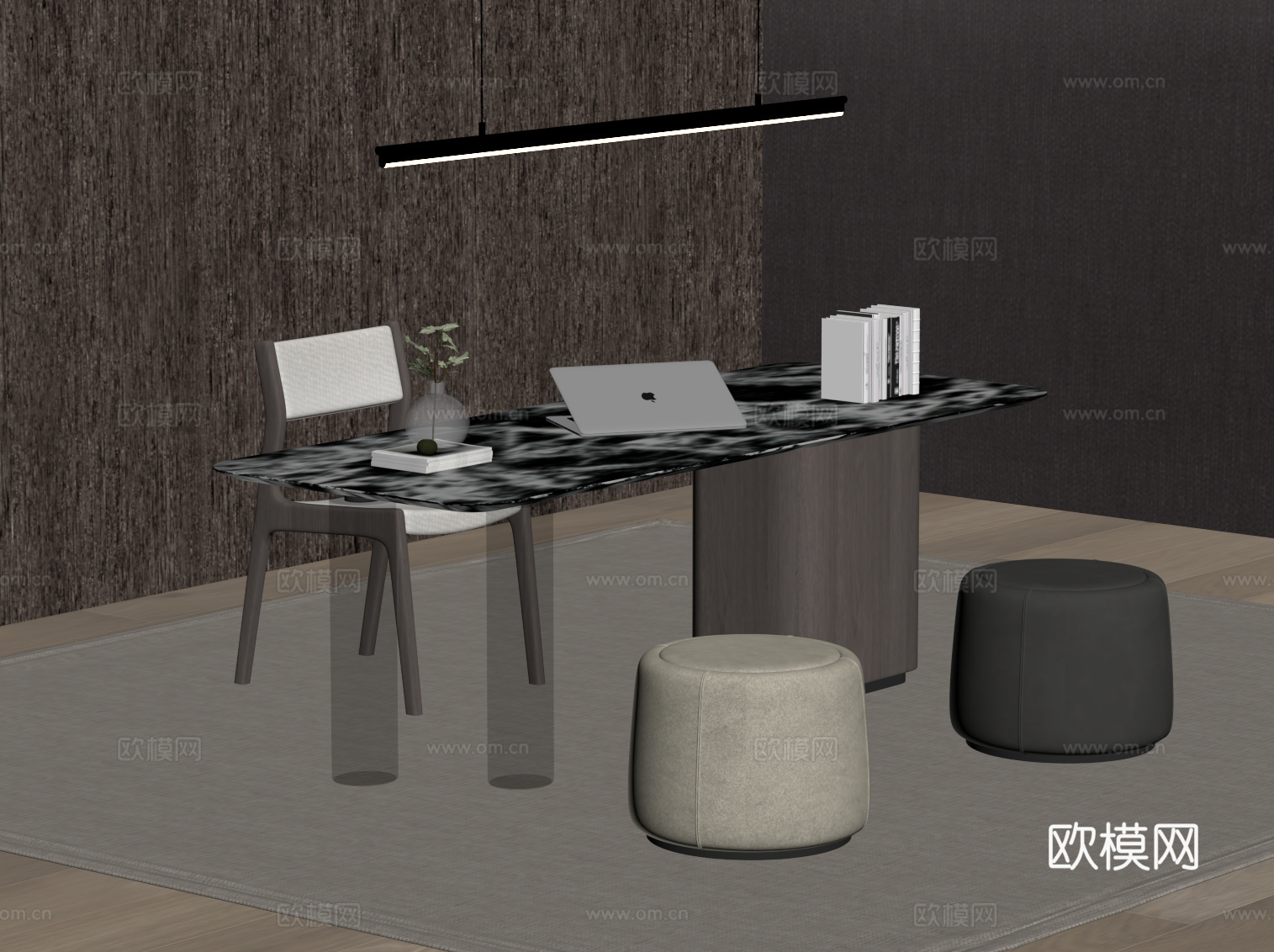 现代意式书桌椅su模型
