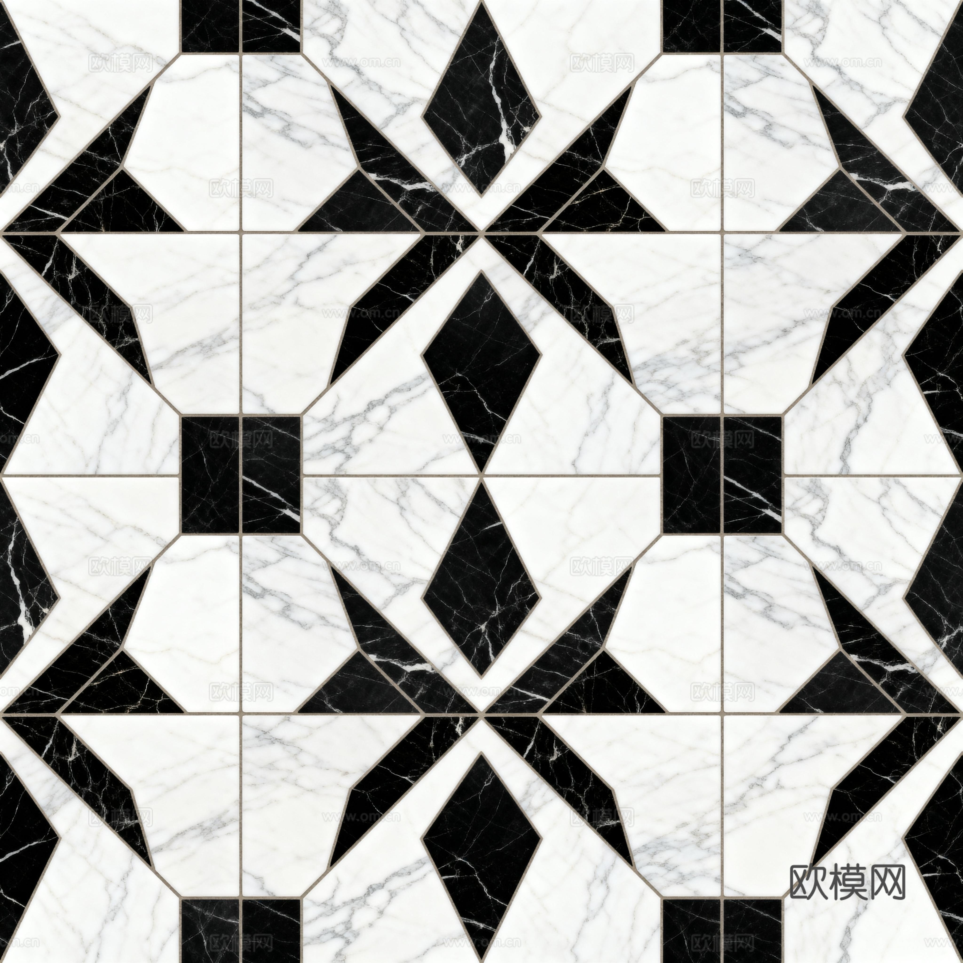轻奢 黑白石材拼花 几何水刀石材拼花地砖 石材马赛克 花砖
