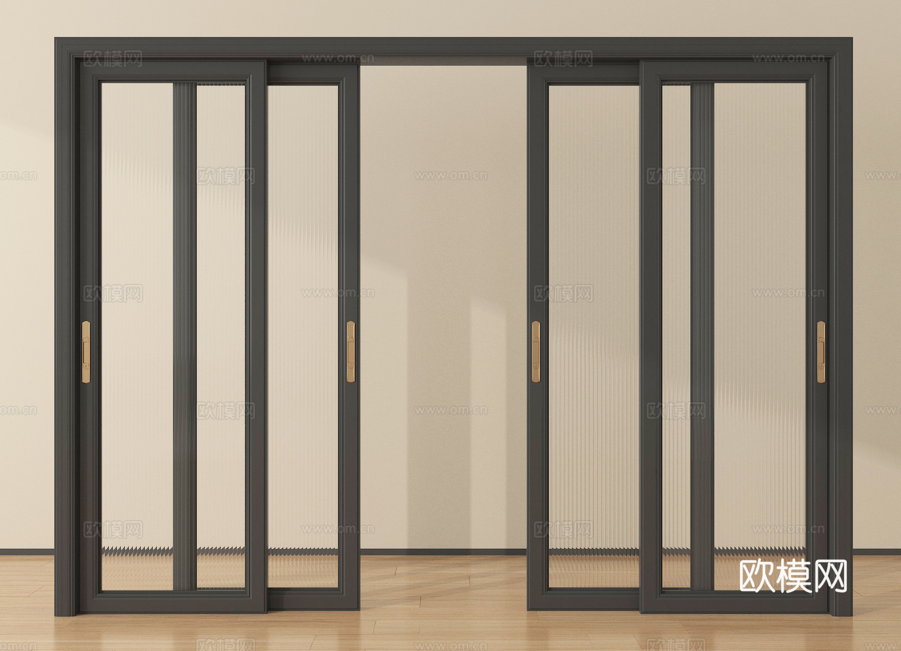 现代长虹玻璃推拉门 阳台推拉门su模型