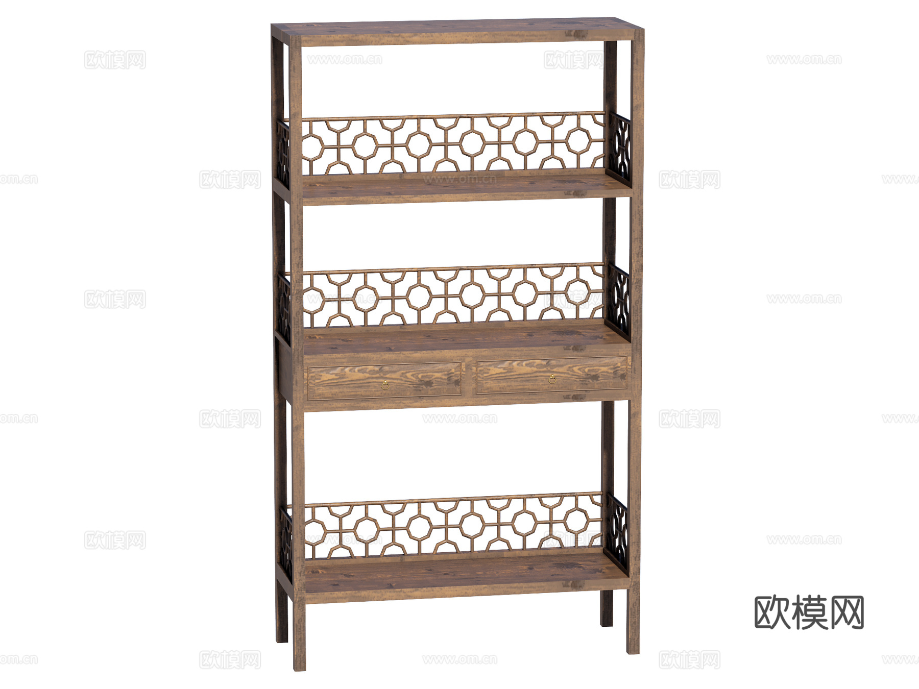 中式置物架装饰架su模型