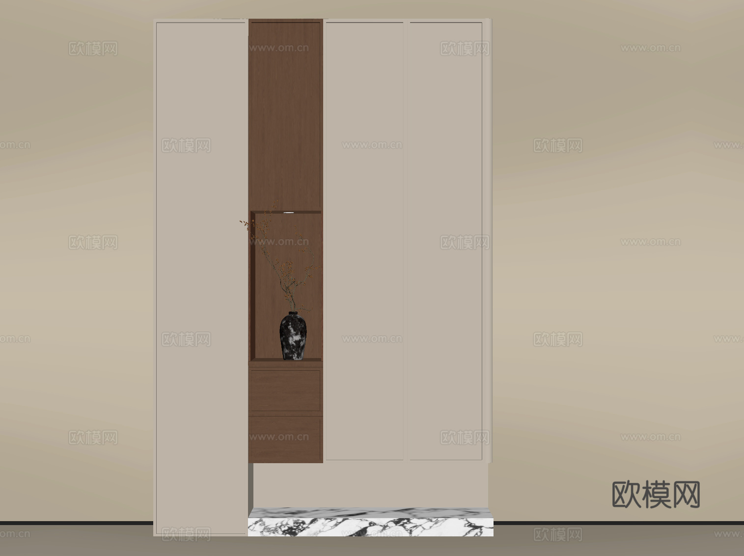 中古风玄关柜 鞋柜su模型